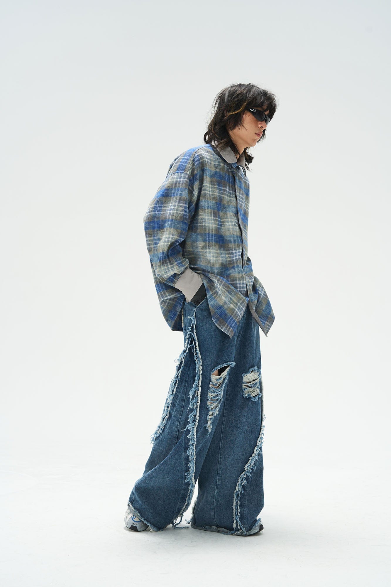 RELABEL Split Heavy-Distressed Washed Denim Pants, premium urban and streetwear designers apparel on PROJECTISR.com, RELABEL