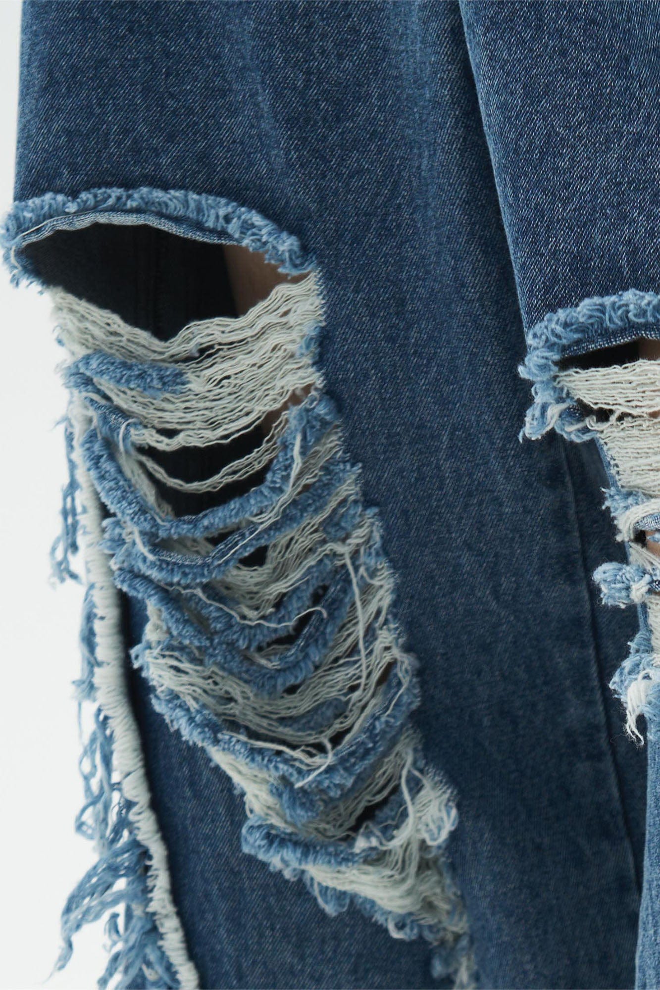 RELABEL Split Heavy-Distressed Washed Denim Pants, premium urban and streetwear designers apparel on PROJECTISR.com, RELABEL