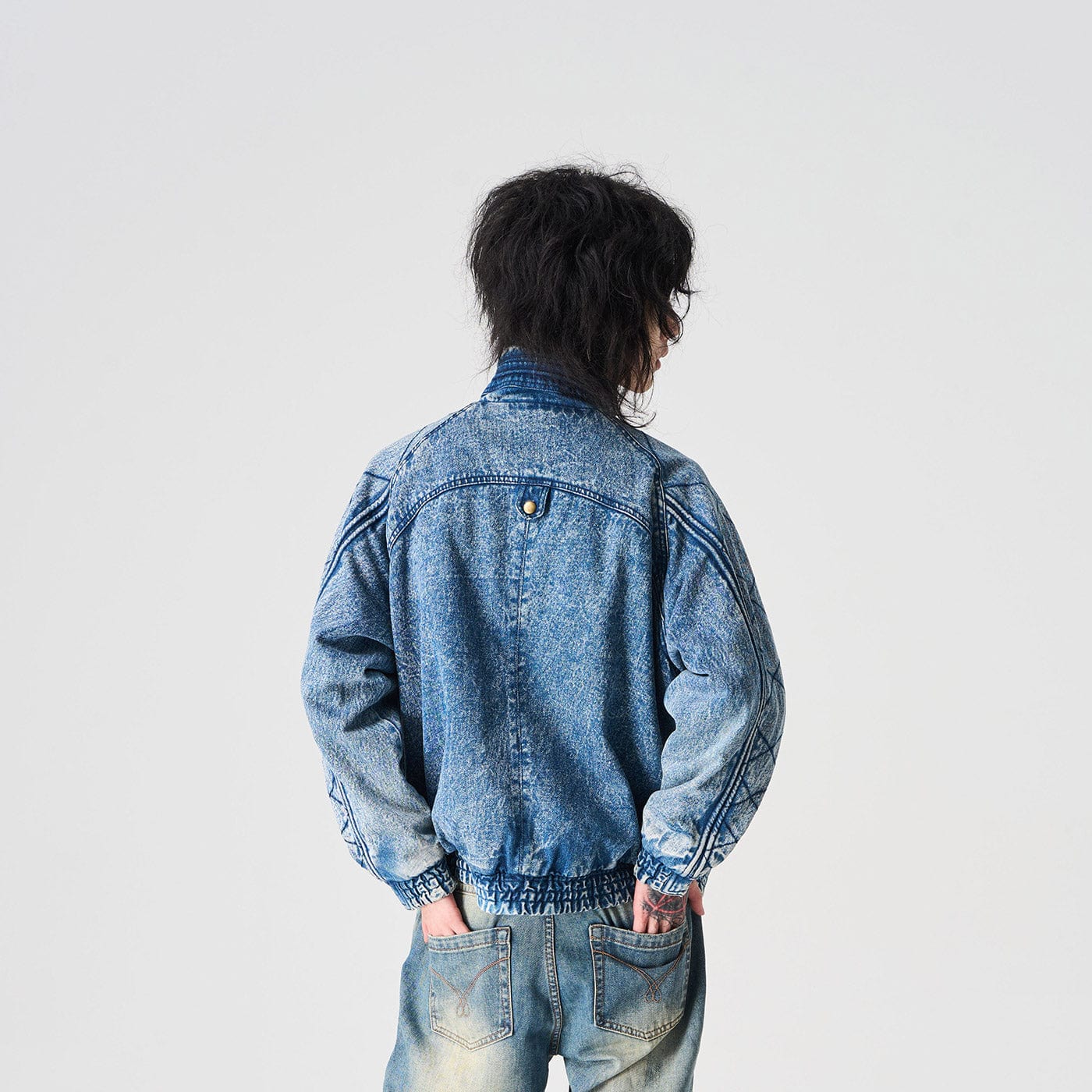 Epic Poetry Deconstructed Washed Denim Biker Jacket, S Epic Poetry Deconstructed Washed Denim Biker Jacket, S