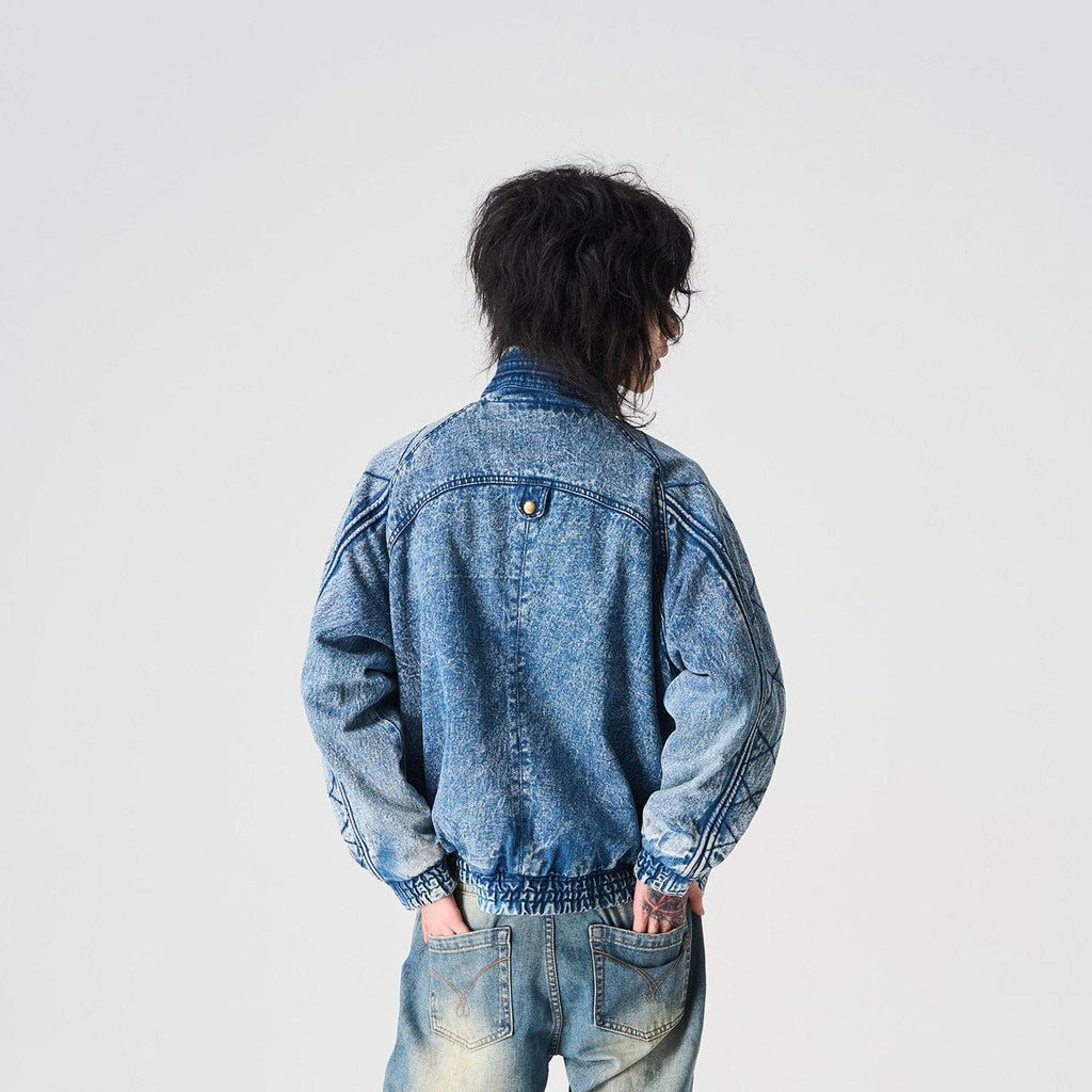 EPIC POETRY Deconstructed Washed Denim Biker Jacket, premium urban and streetwear designers apparel on PROJECTISR.com, EPIC POETRY