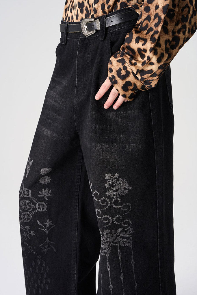 EPIC POETRY Graphic Pattern Laser Jeans, premium urban and streetwear designers apparel on PROJECTISR.com, EPIC POETRY