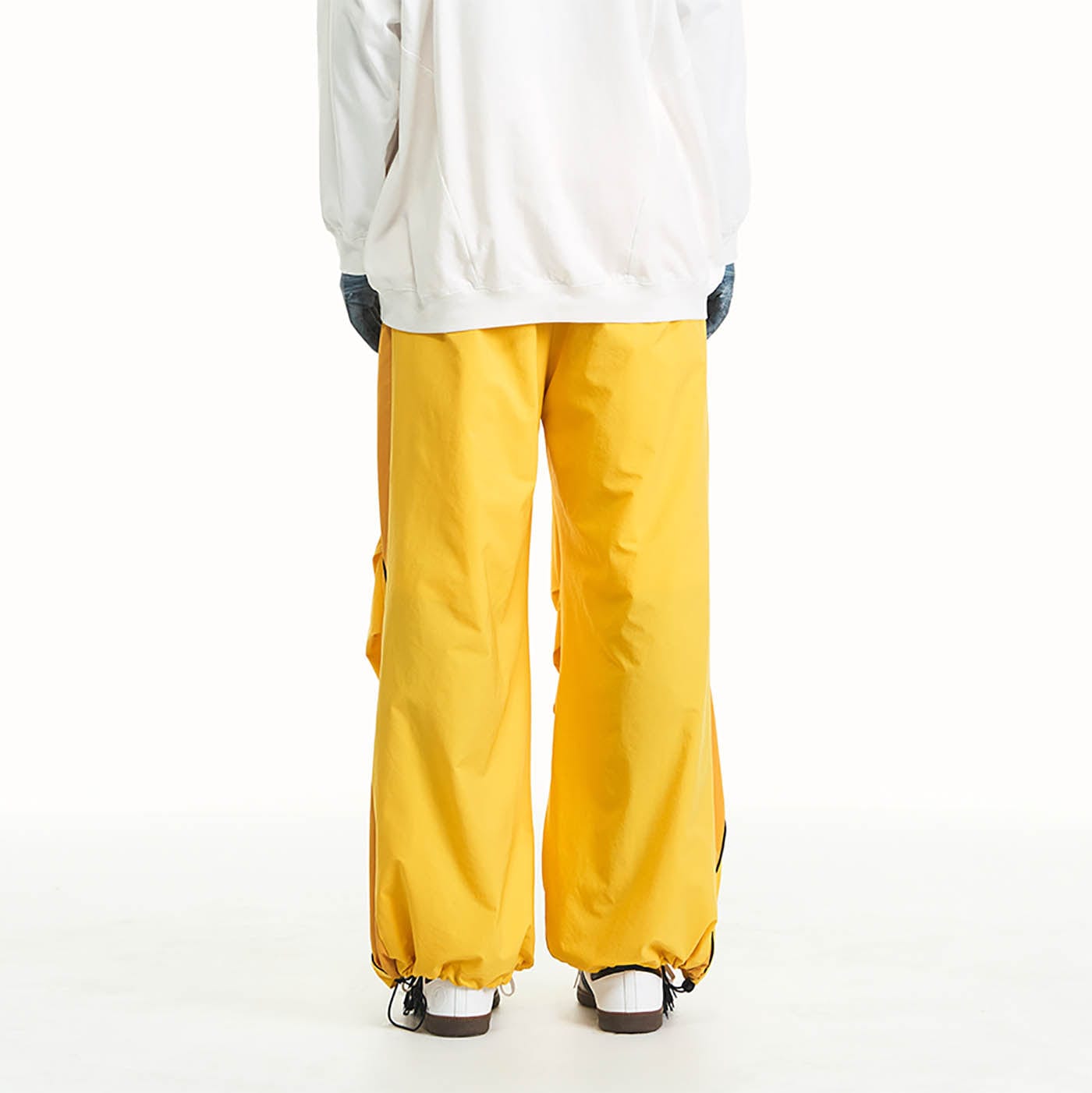 RELABEL Zig-Zag Spliced Pleated Parachute Pants, premium urban and streetwear designers apparel on PROJECTISR.com, RELABEL