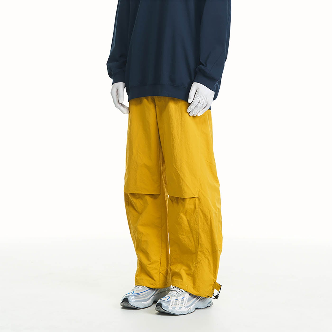 RELABEL Pleated Spliced Parachute Pants, premium urban and streetwear designers apparel on PROJECTISR.com, RELABEL