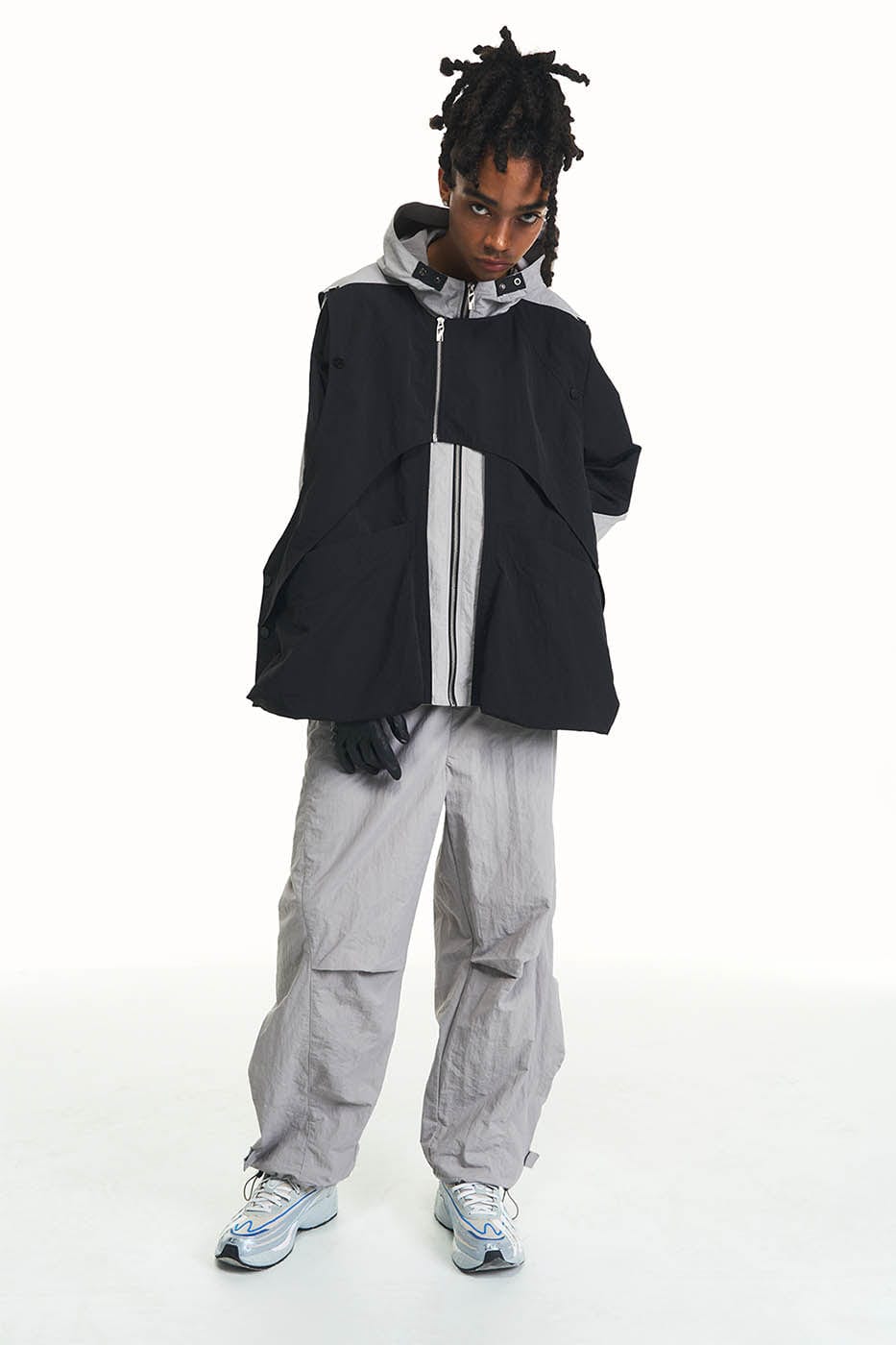 RELABEL Pleated Spliced Parachute Pants, premium urban and streetwear designers apparel on PROJECTISR.com, RELABEL