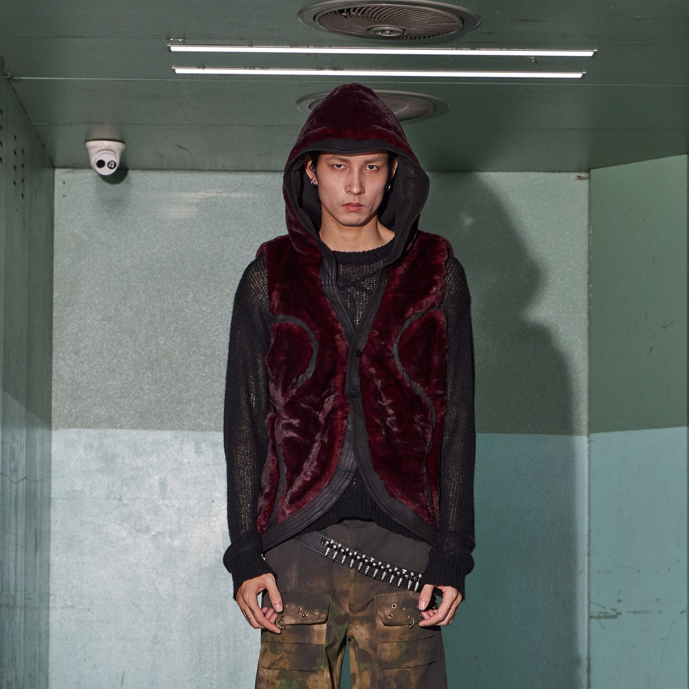 DND4DES Reversible Faux Fur Spliced Hooded Vest, premium urban and streetwear designers apparel on PROJECTISR.com, DND4DES