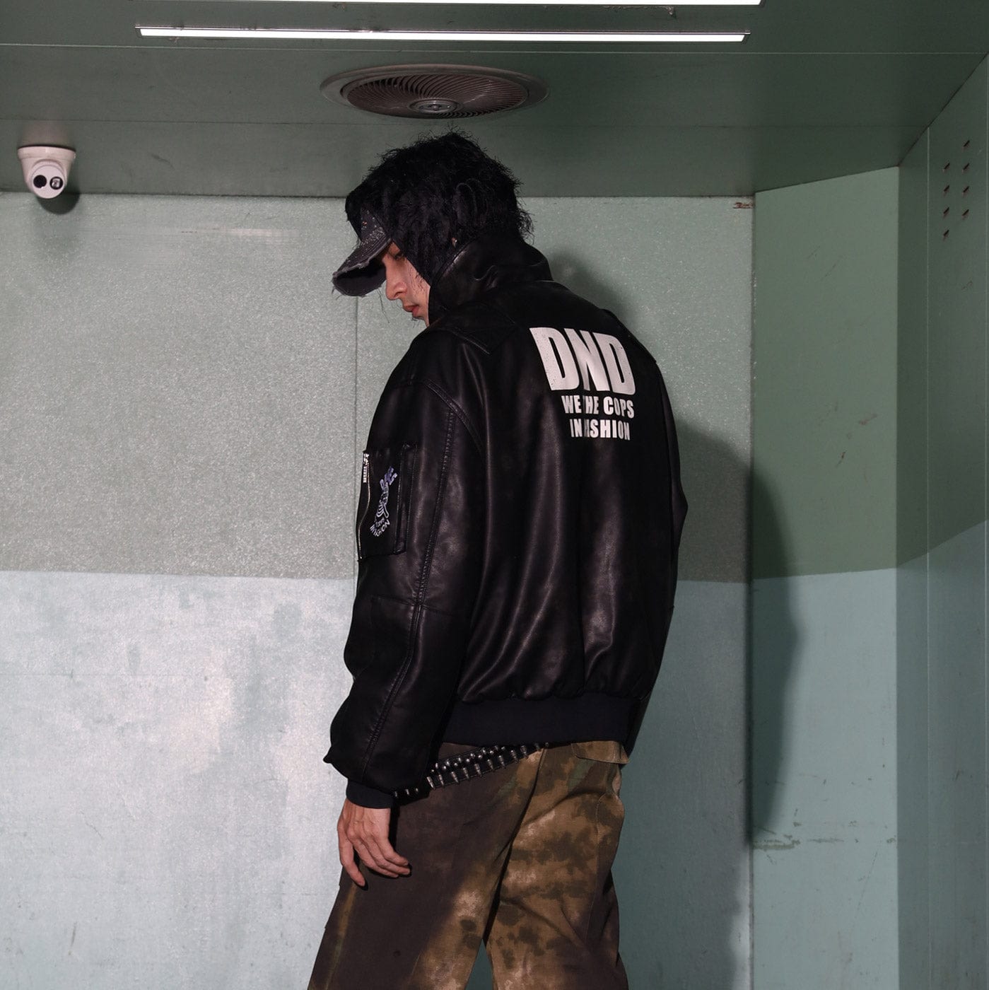 DND4DES Battle Field Faux Leather Bomber Jacket, premium urban and streetwear designers apparel on PROJECTISR.com, DND4DES