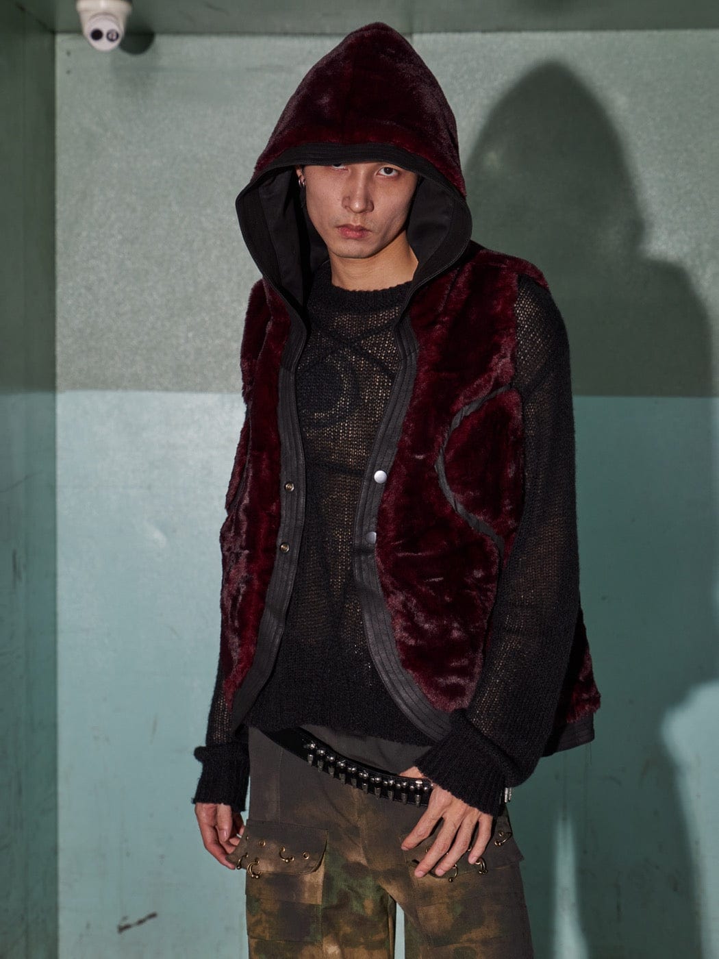 DND4DES Reversible Faux Fur Spliced Hooded Vest, premium urban and streetwear designers apparel on PROJECTISR.com, DND4DES