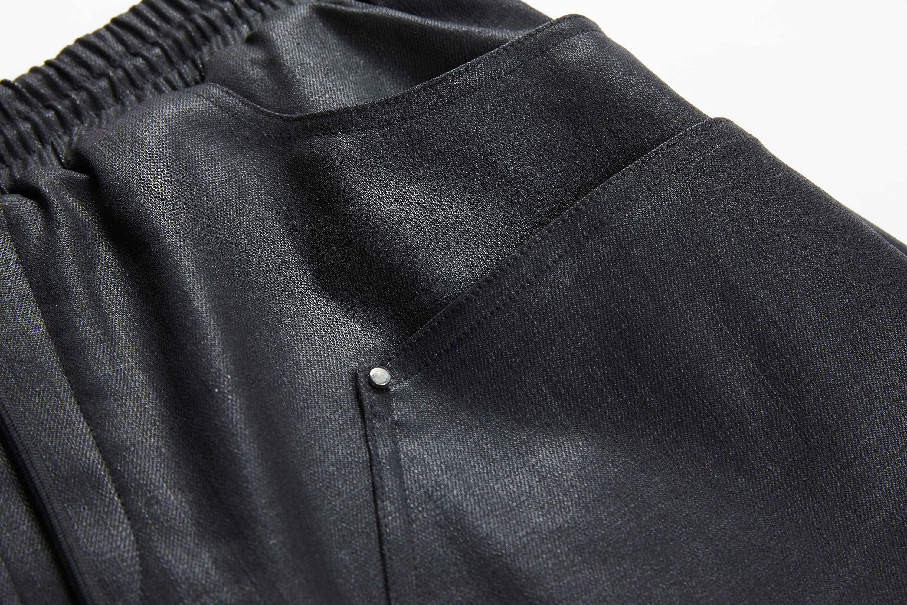VANN VALRENCE Rivet Layered Coated Denim Pants