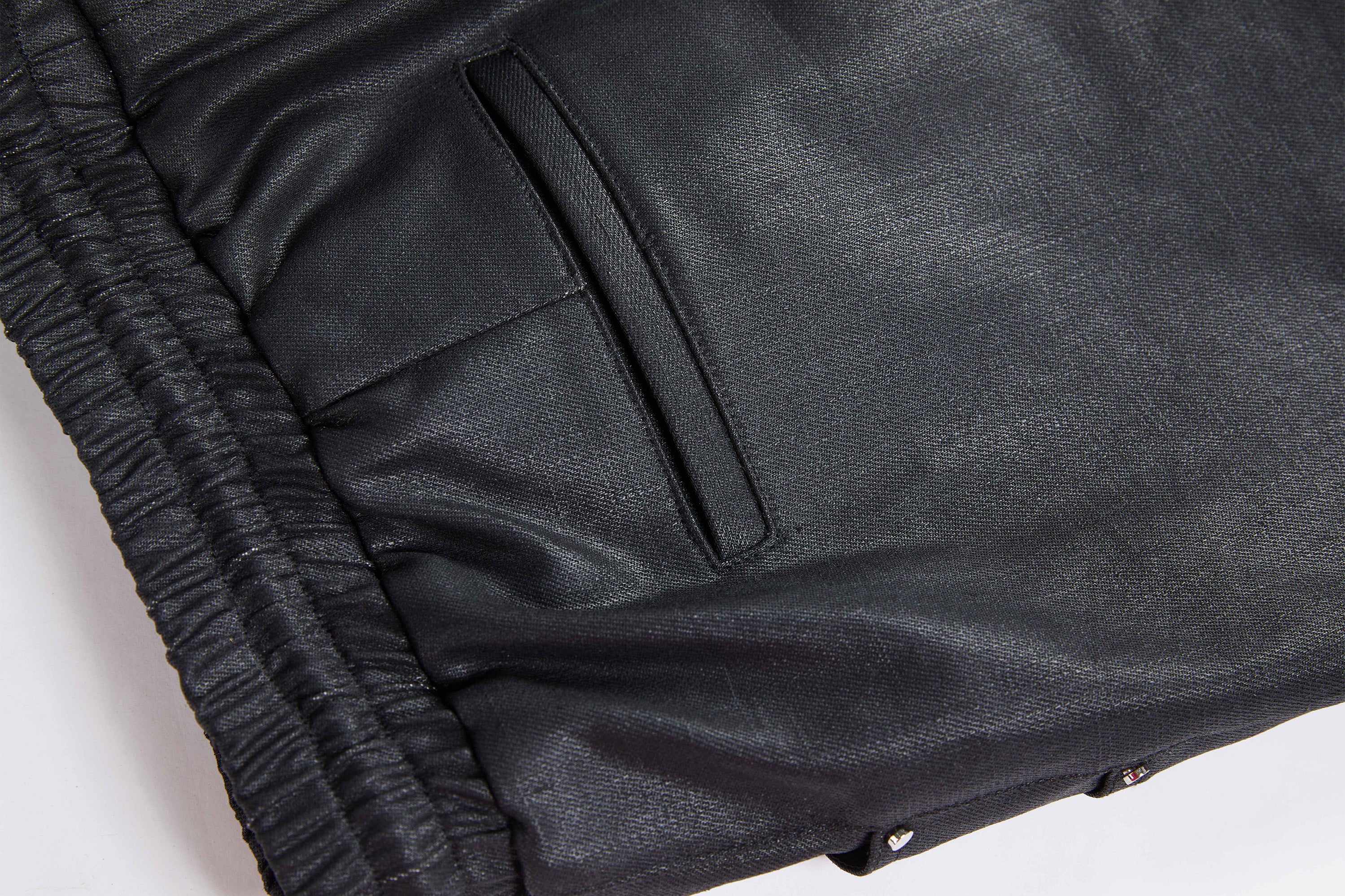 VANN VALRENCE Rivet Layered Coated Denim Pants