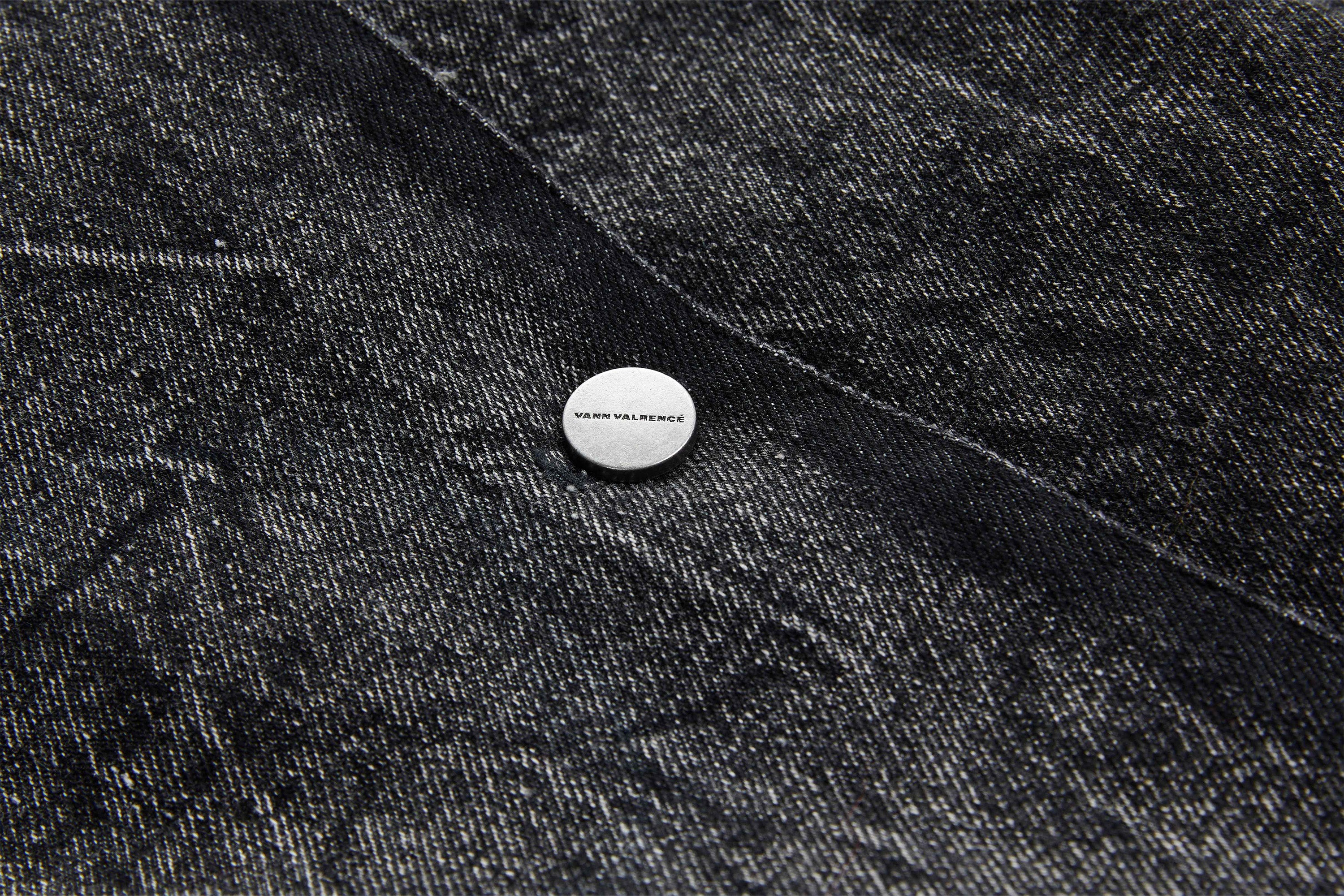 VANN VALRENCE Distressed Washed Denim Coat