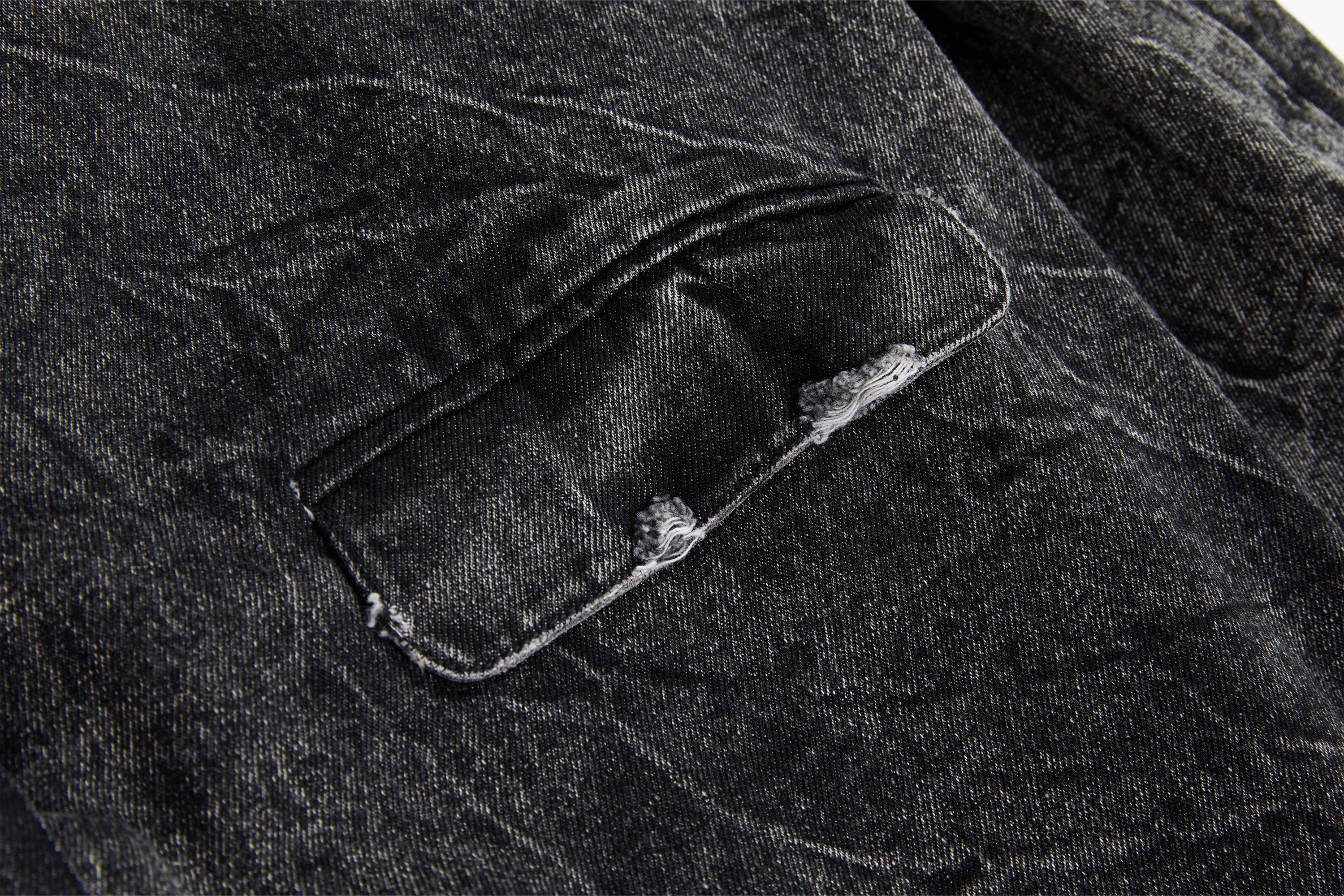VANN VALRENCE Distressed Washed Denim Coat