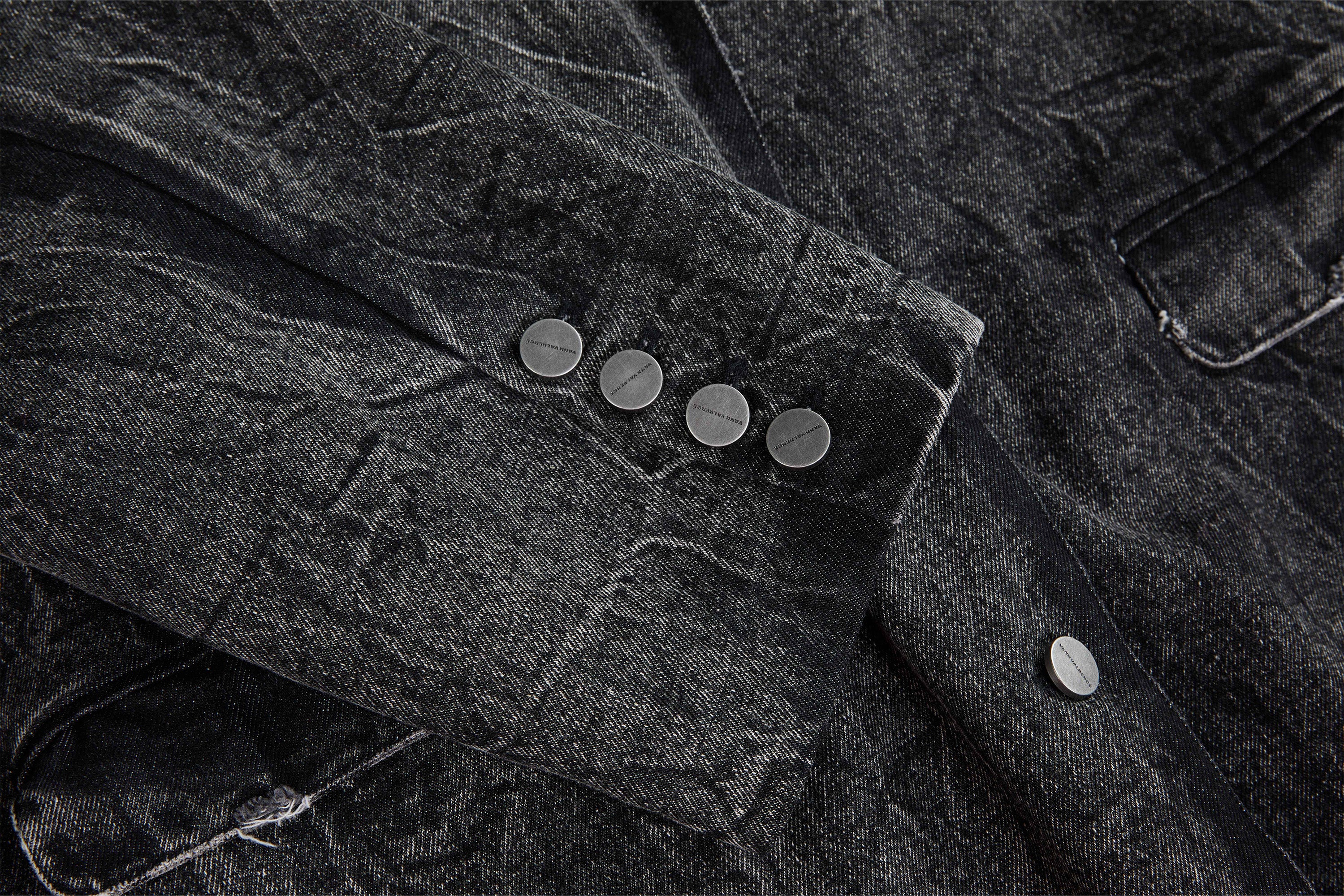 VANN VALRENCE Distressed Washed Denim Coat
