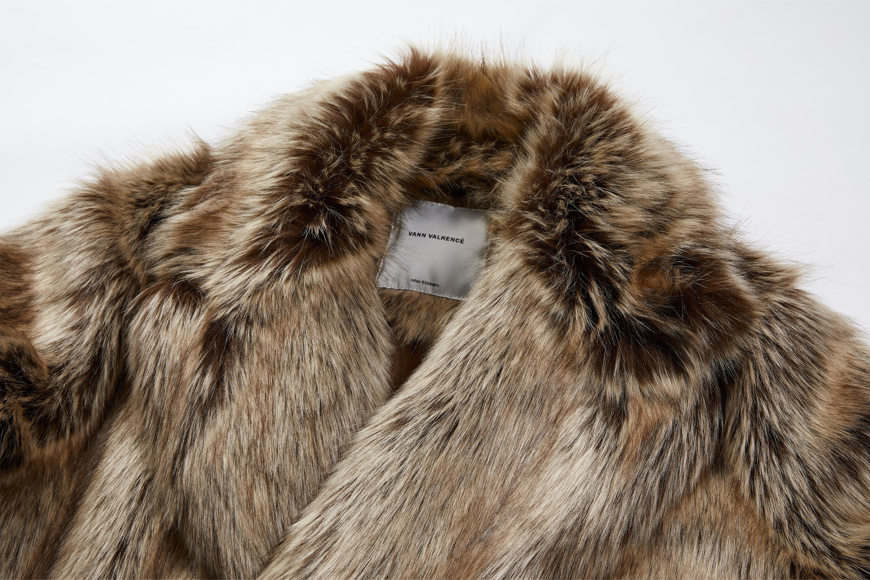 VANN VALRENCE Waxed Faux Fur Maxi Coat