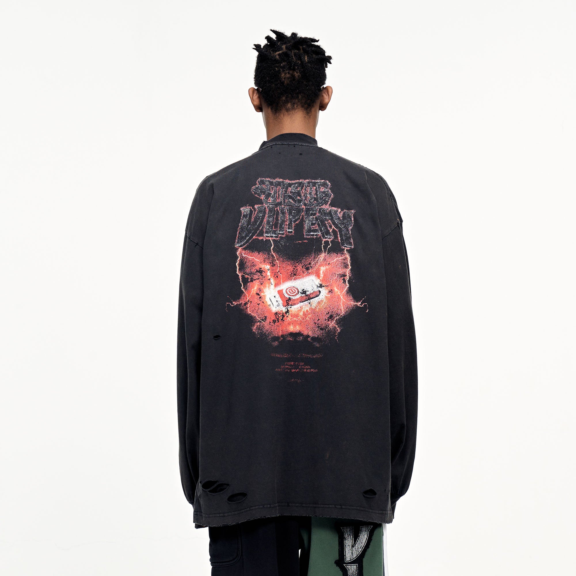 ULIPERY Distressed USB Flash Drive Graphic Long Sleeve Tee, premium urban and streetwear designers apparel on PROJECTISR.com, ULIPERY