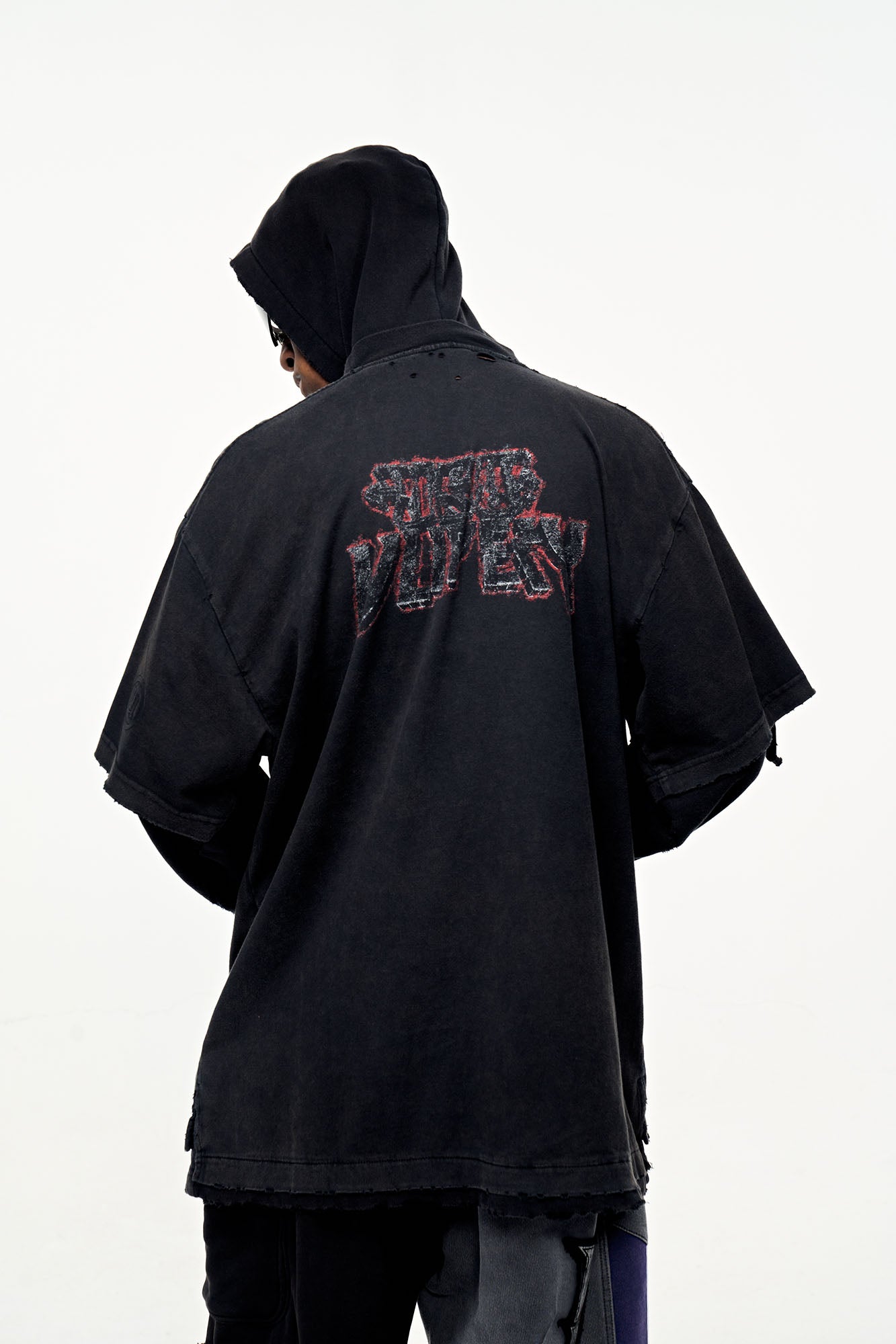 ULIPERY Distressed Faux Layered Hoodie