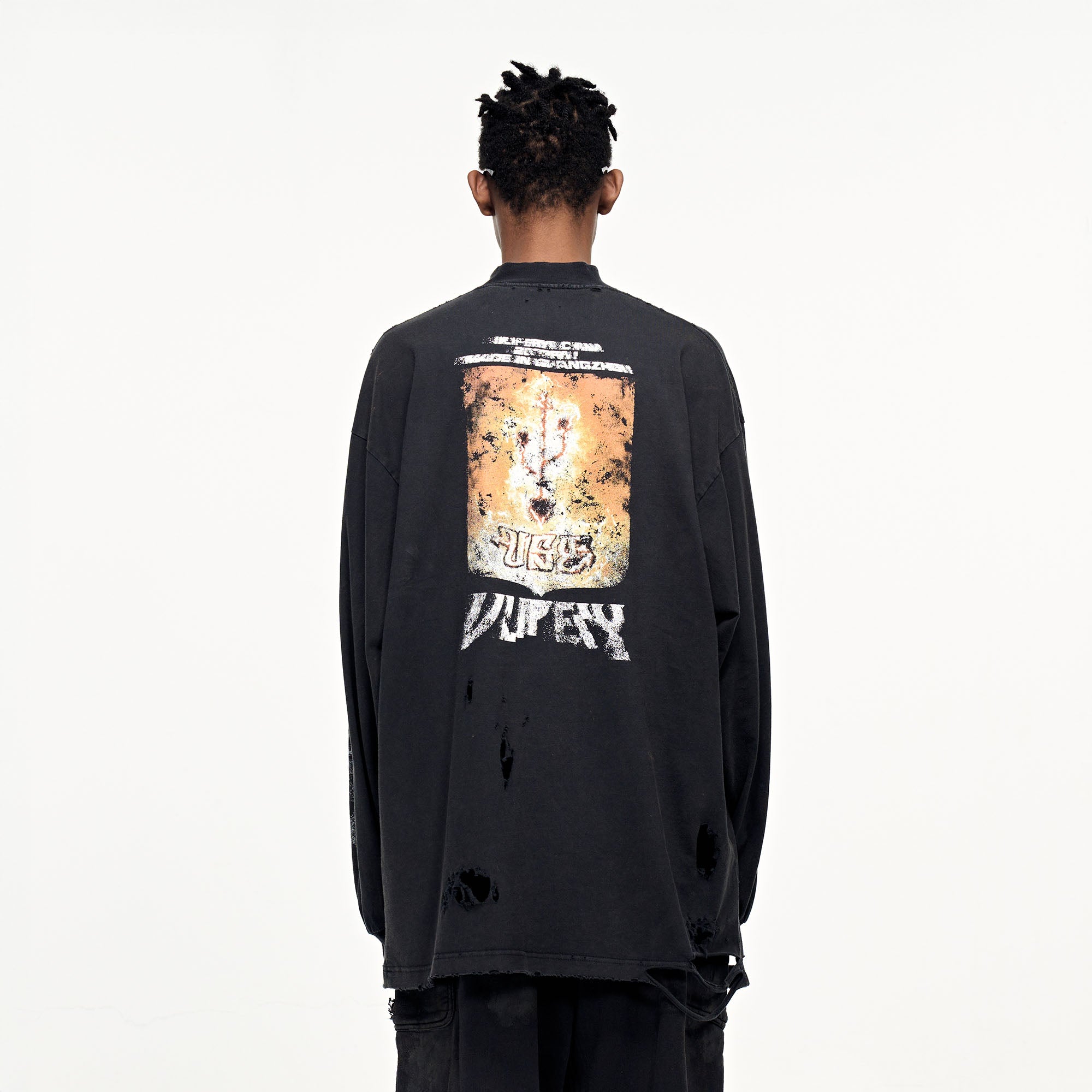 ULIPERY Distressed USB Graphic Sweatshirt