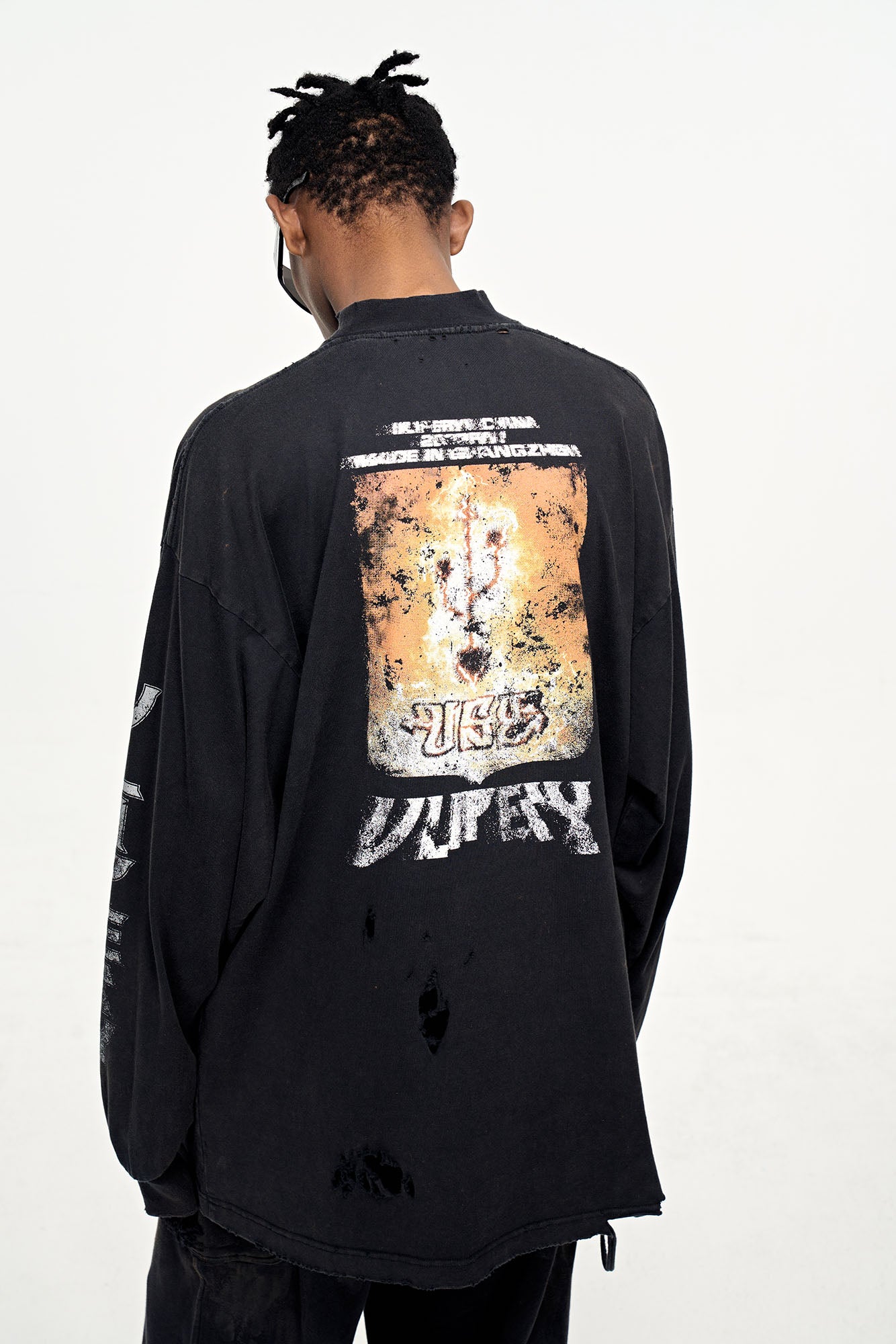 ULIPERY Distressed USB Graphic Sweatshirt, premium urban and streetwear designers apparel on PROJECTISR.com, ULIPERY
