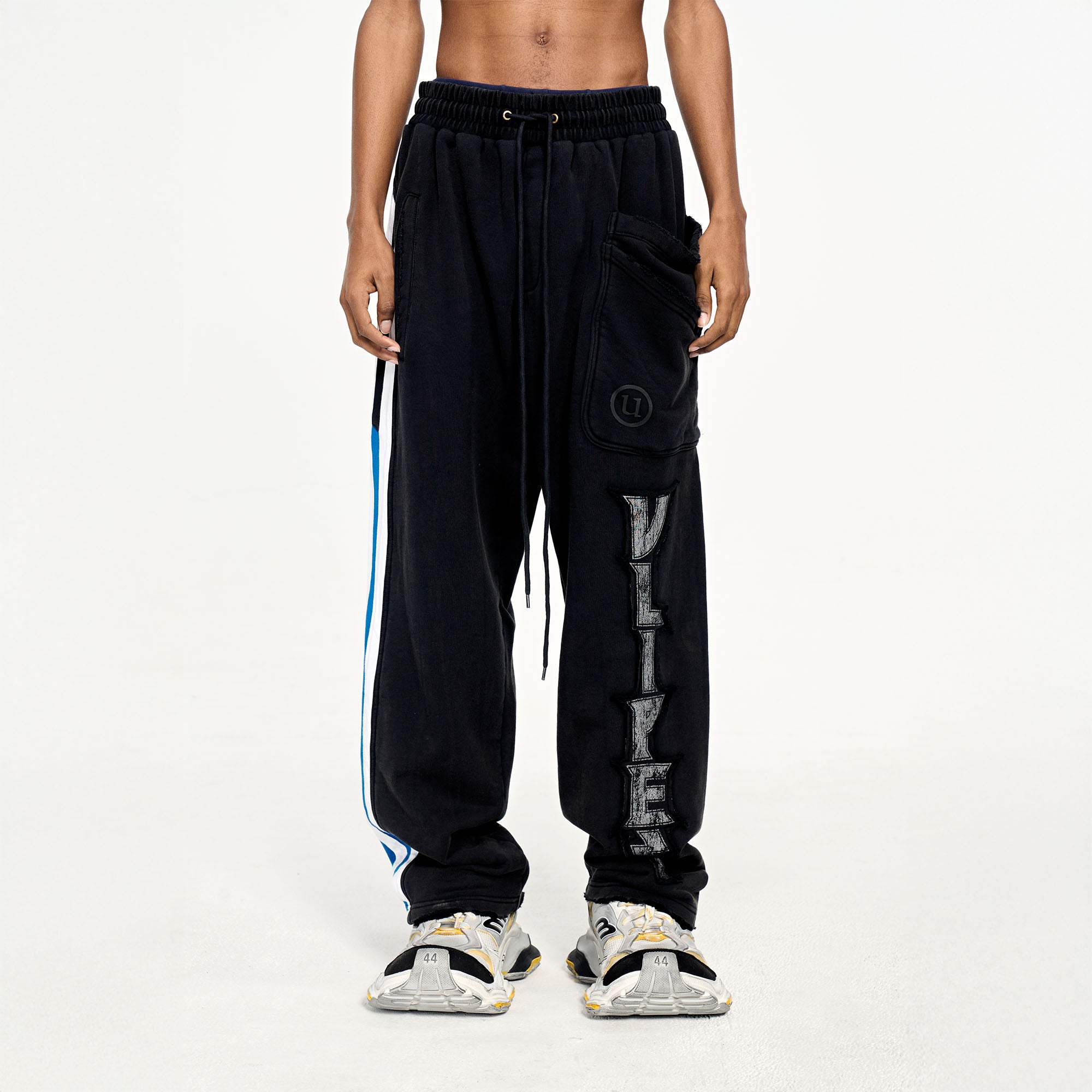 ULIPERY Asymmetric Striped LOGO Sweatpants