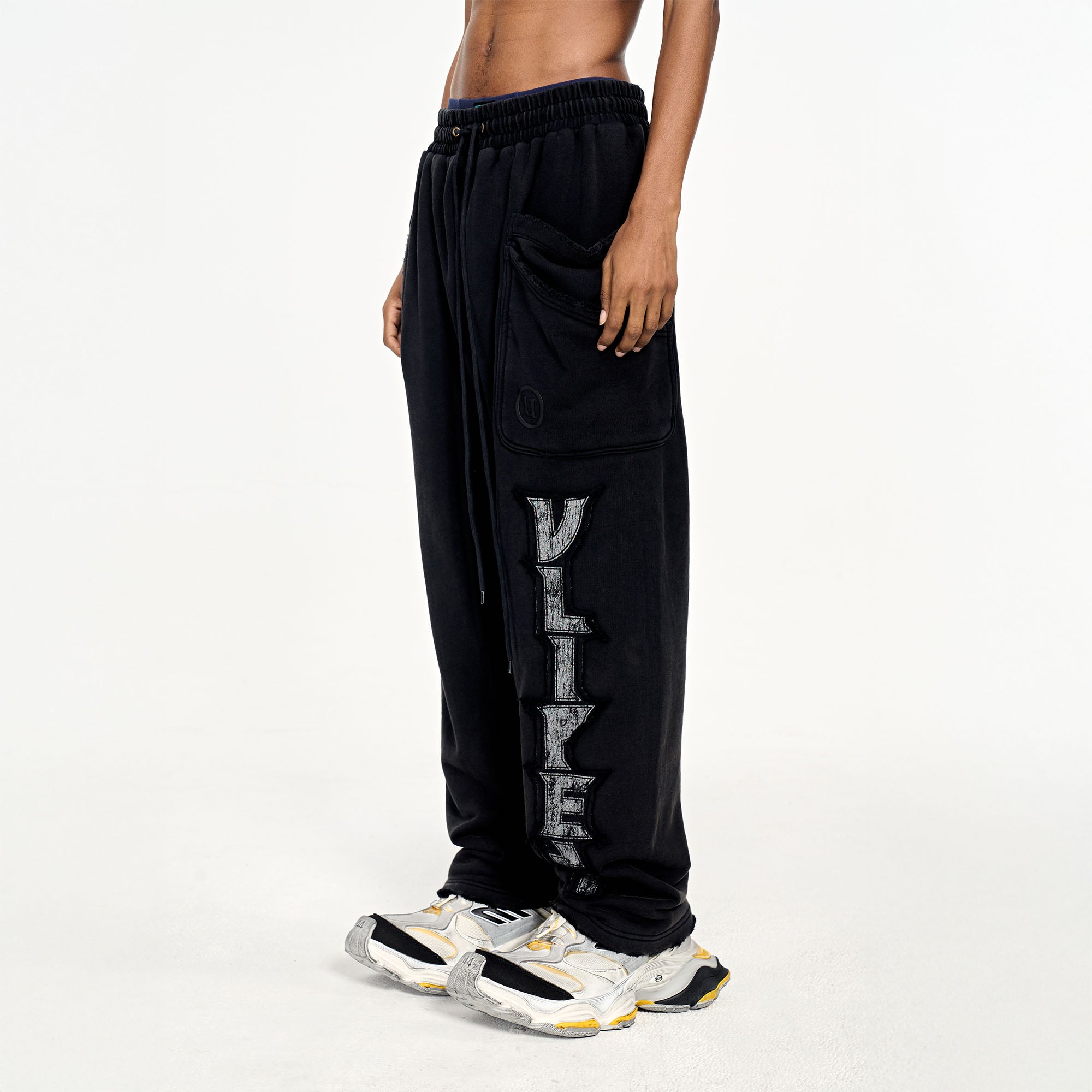 ULIPERY Asymmetric Striped LOGO Sweatpants