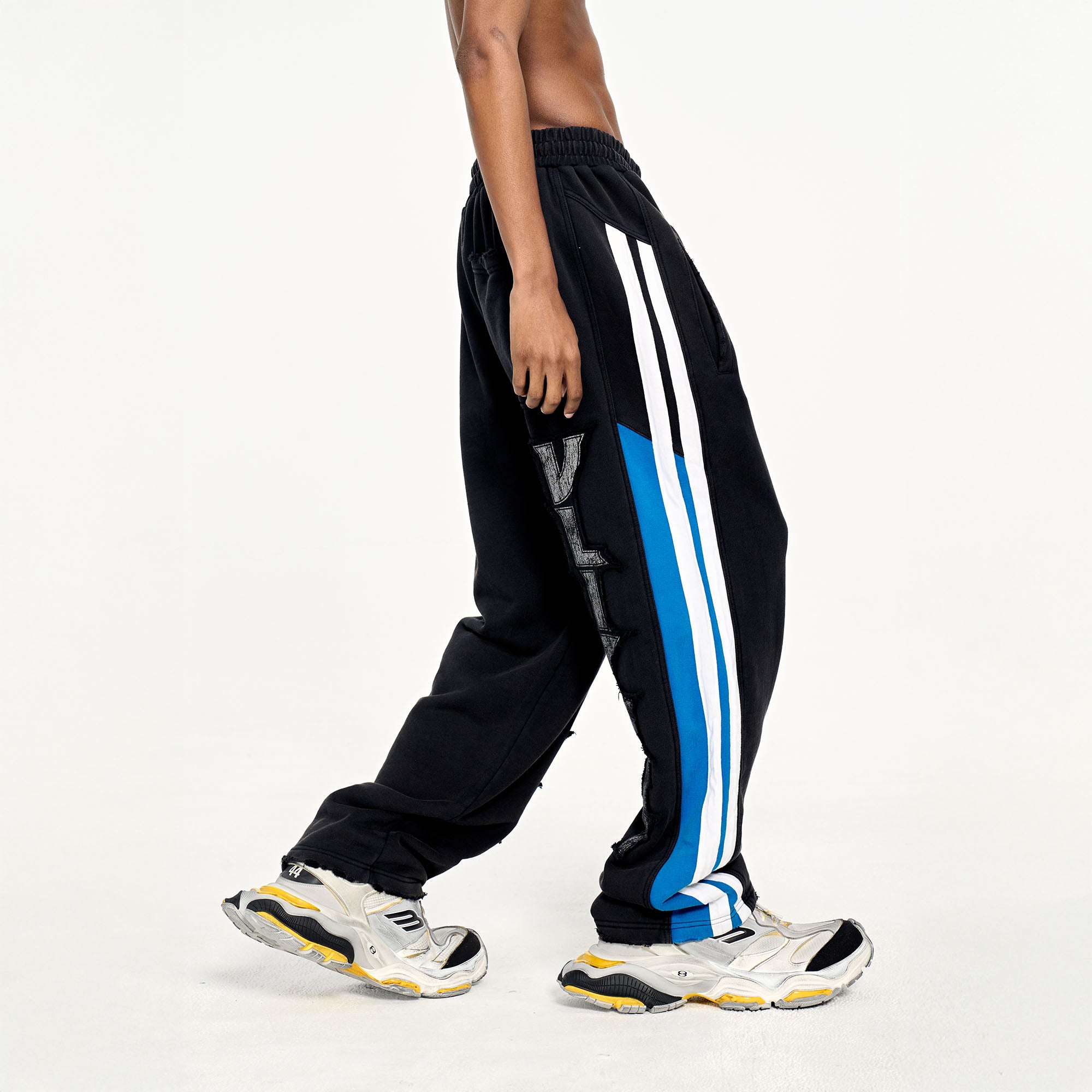 ULIPERY Asymmetric Striped LOGO Sweatpants