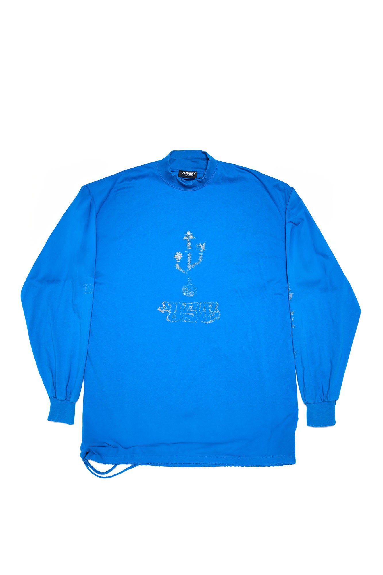 ULIPERY Distressed USB Graphic Long Sleeve Tee Blue, premium urban and streetwear designers apparel on PROJECTISR.com, ULIPERY