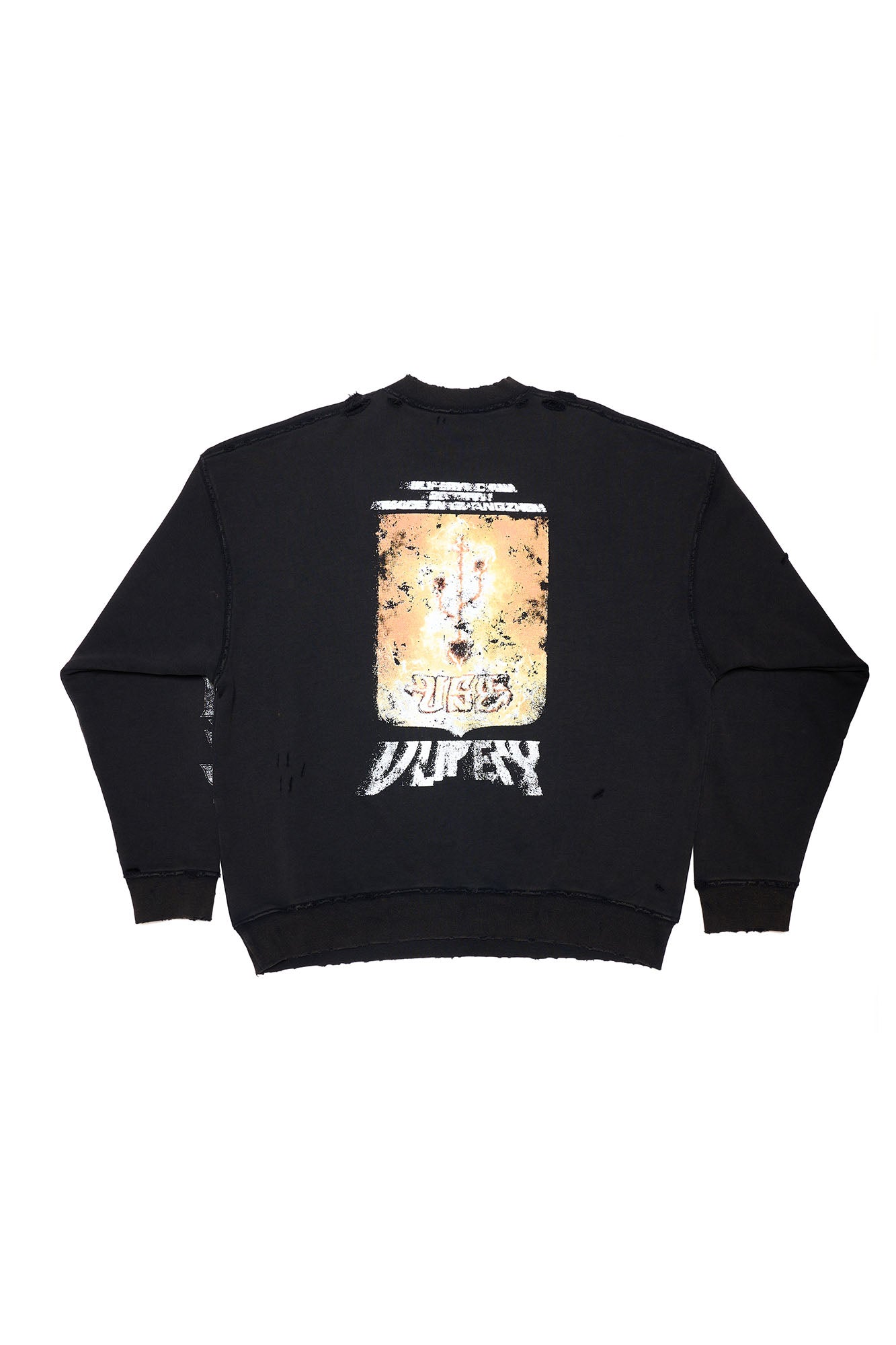 ULIPERY Distressed USB Graphic Long Sleeve Tee Black, premium urban and streetwear designers apparel on PROJECTISR.com, ULIPERY