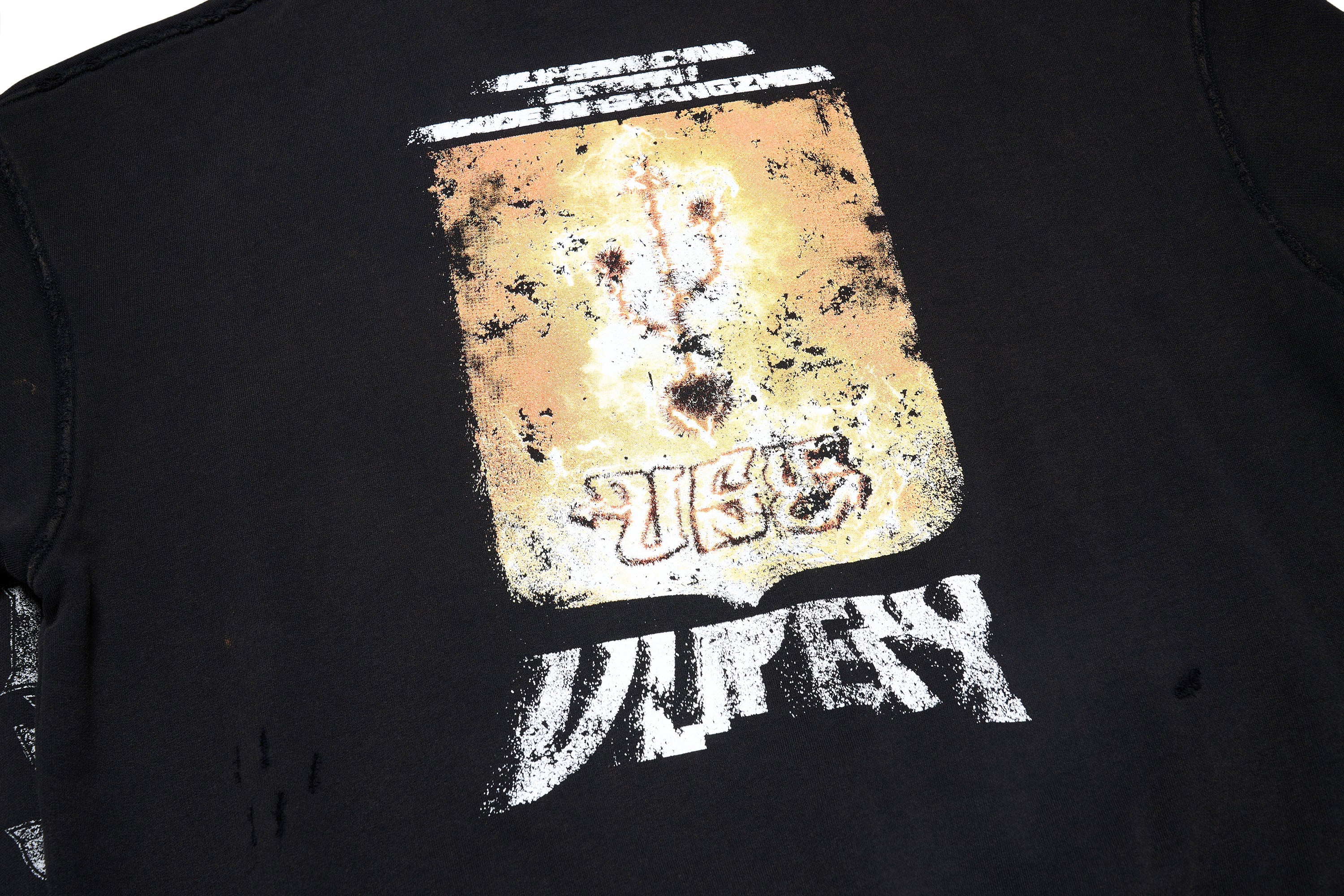 ULIPERY Distressed USB Graphic Long Sleeve Tee Black, premium urban and streetwear designers apparel on PROJECTISR.com, ULIPERY