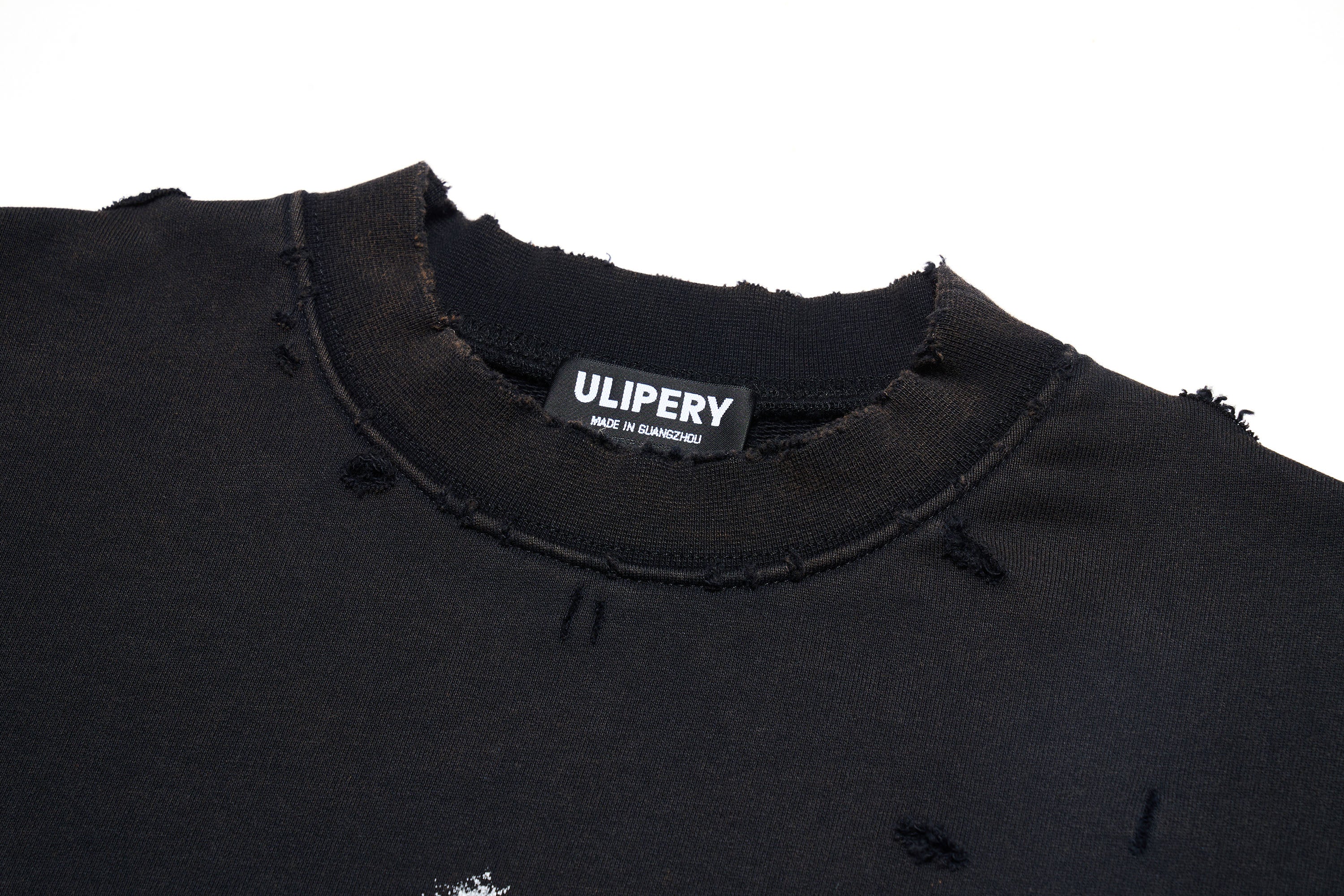ULIPERY Distressed USB Graphic Long Sleeve Tee Black, premium urban and streetwear designers apparel on PROJECTISR.com, ULIPERY