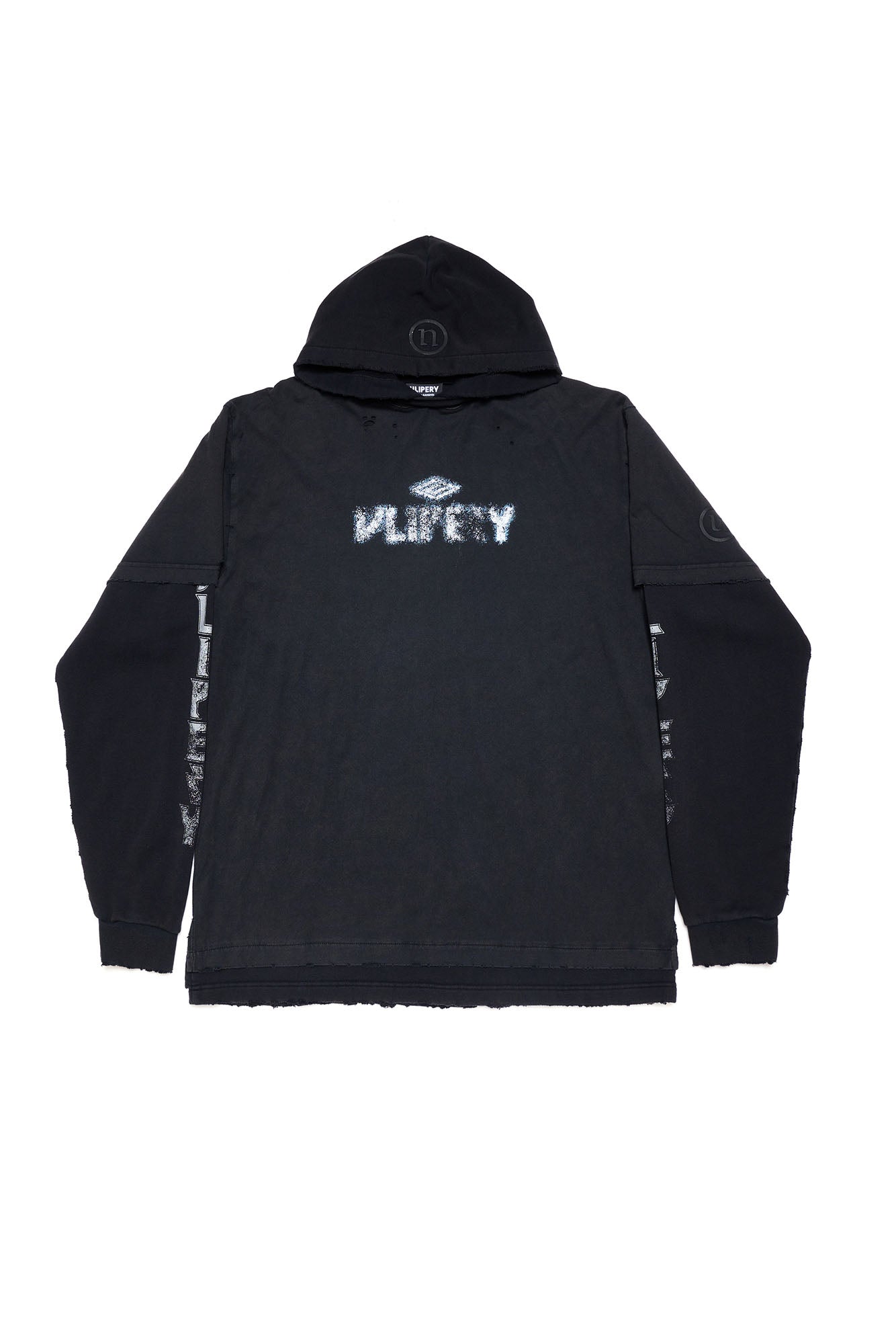 ULIPERY Distressed Faux Layered Hoodie