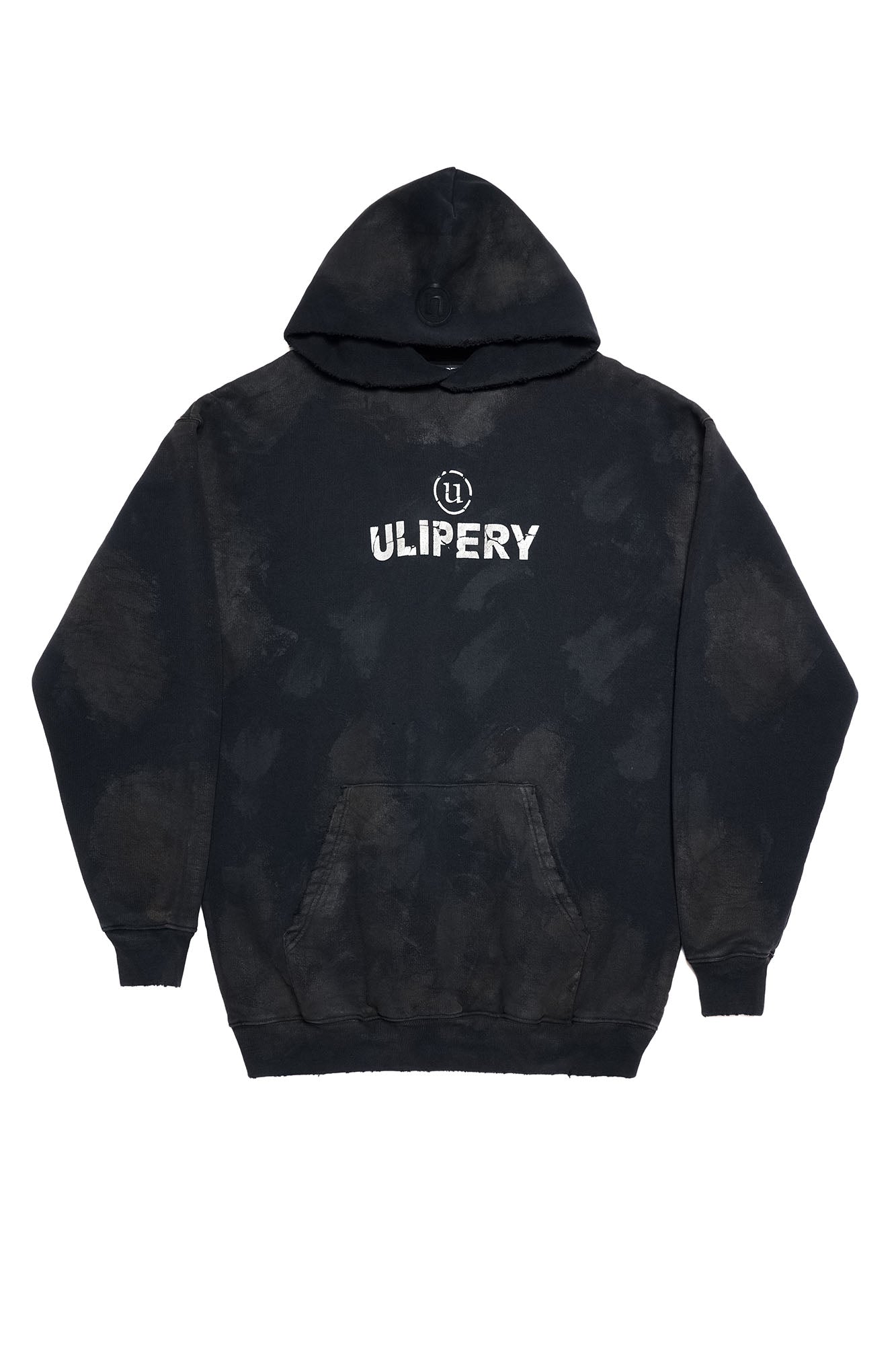 ULIPERY LOGO Mud-Wash Frayed Hoodie
