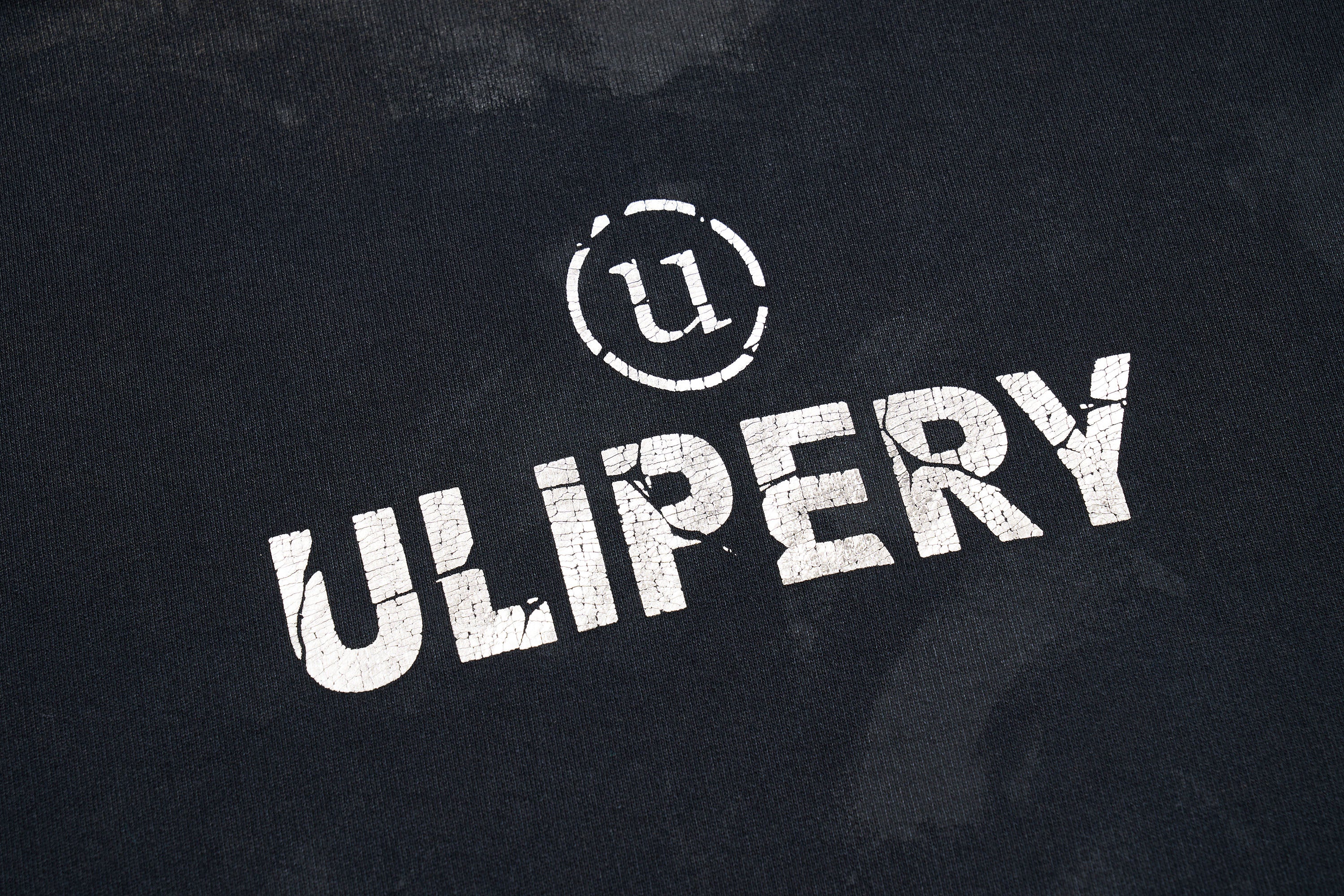 ULIPERY LOGO Mud-Wash Frayed Hoodie