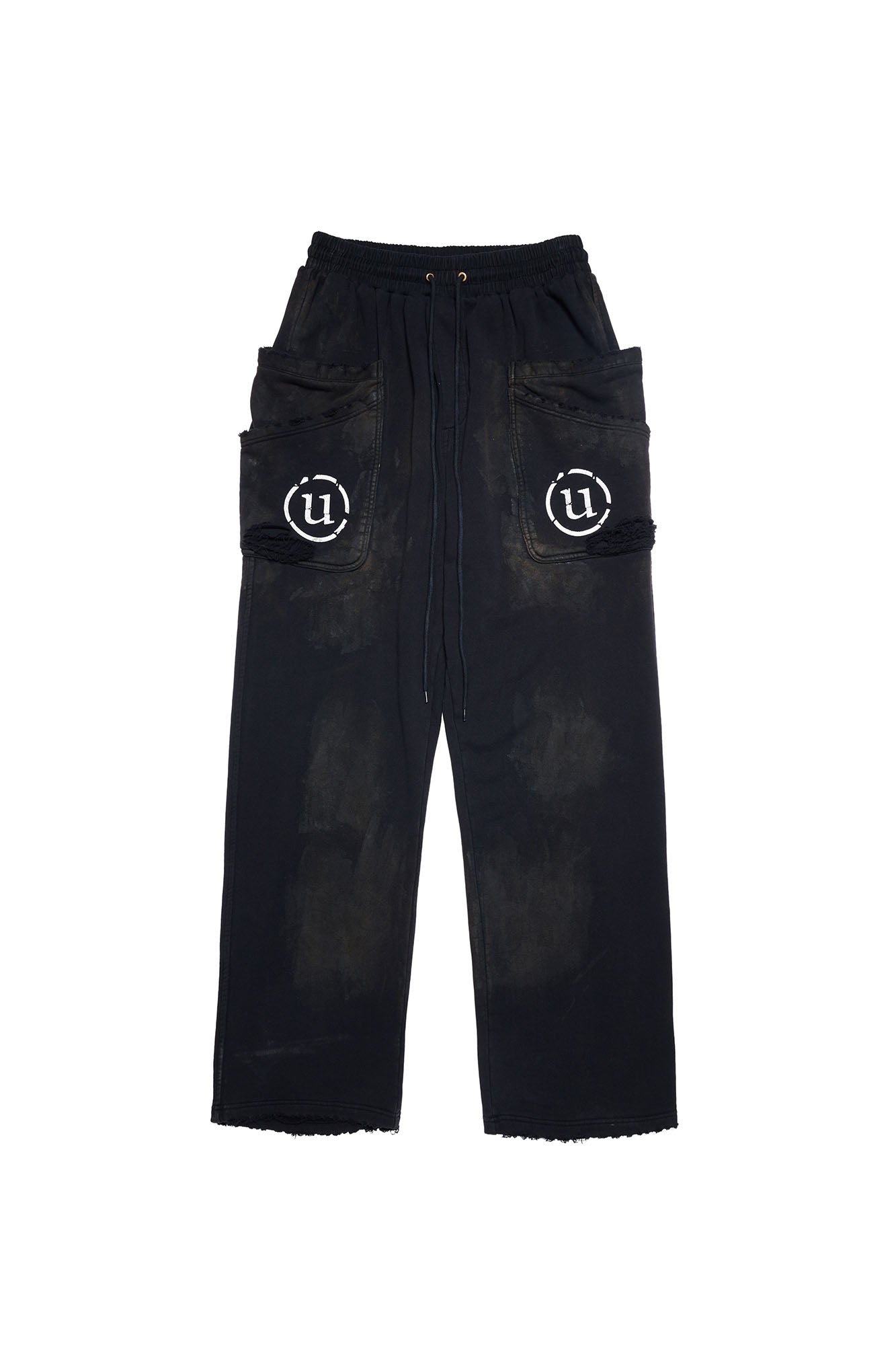 ULIPERY LOGO Mud-Wash Frayed Sweatpants