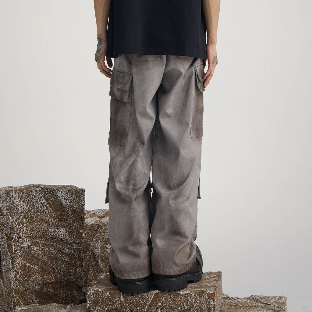 FLYERRER Multi-Pocket Misaligned Strap Tie-Dyed Cargo Pants, premium urban and streetwear designers apparel on PROJECTISR.com, FLYERRER