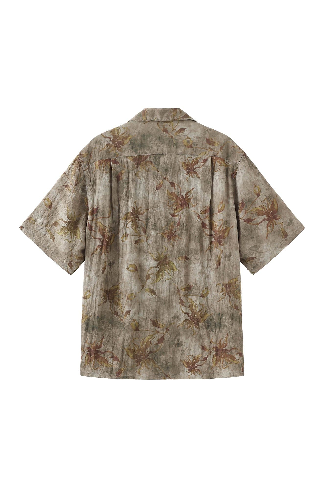 MOITIEDEPETALE Retro Wrinkled Watercolor Floral Half Shirt