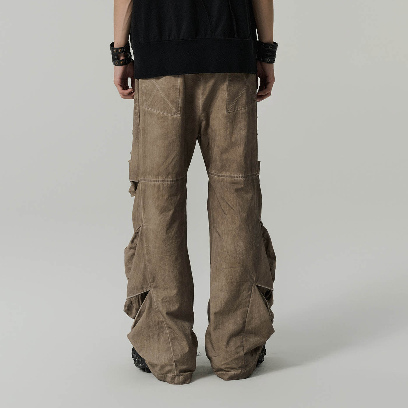 FLYERRER Distressed Knee-Pocket Zipper Pants, premium urban and streetwear designers apparel on PROJECTISR.com, FLYERRER