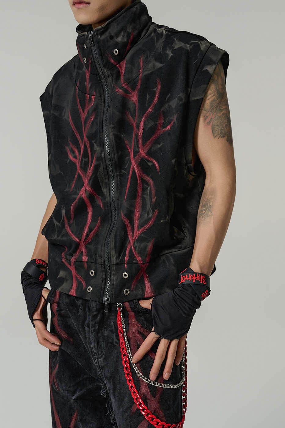 FLYERRER Blood Vessels Distressed Vest, premium urban and streetwear designers apparel on PROJECTISR.com, FLYERRER