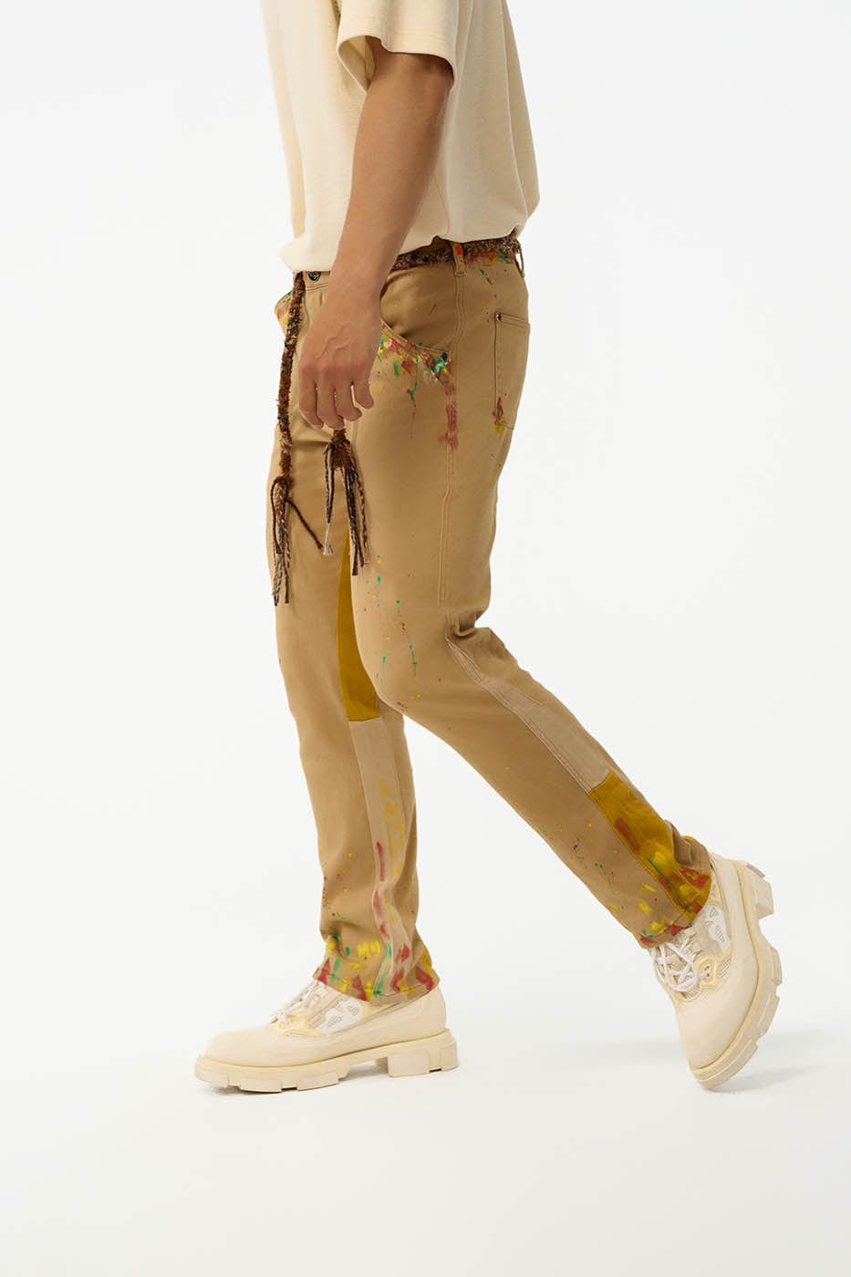 REDH Paint-Splattered Spliced Straight-Leg Pants, premium urban and streetwear designers apparel on PROJECTISR.com, REDH