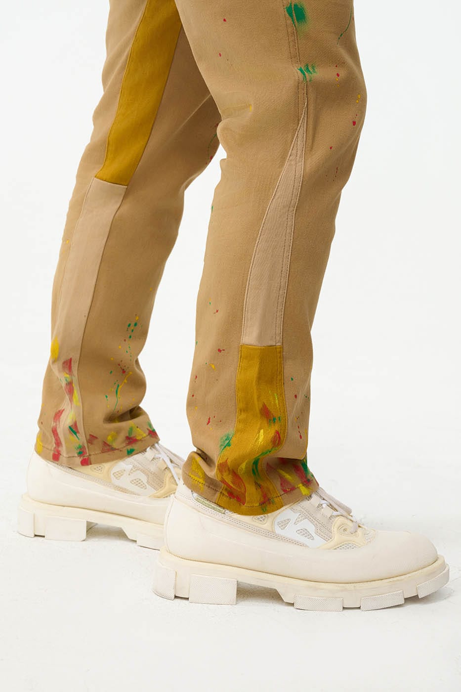 REDH Paint-Splattered Spliced Straight-Leg Pants, premium urban and streetwear designers apparel on PROJECTISR.com, REDH