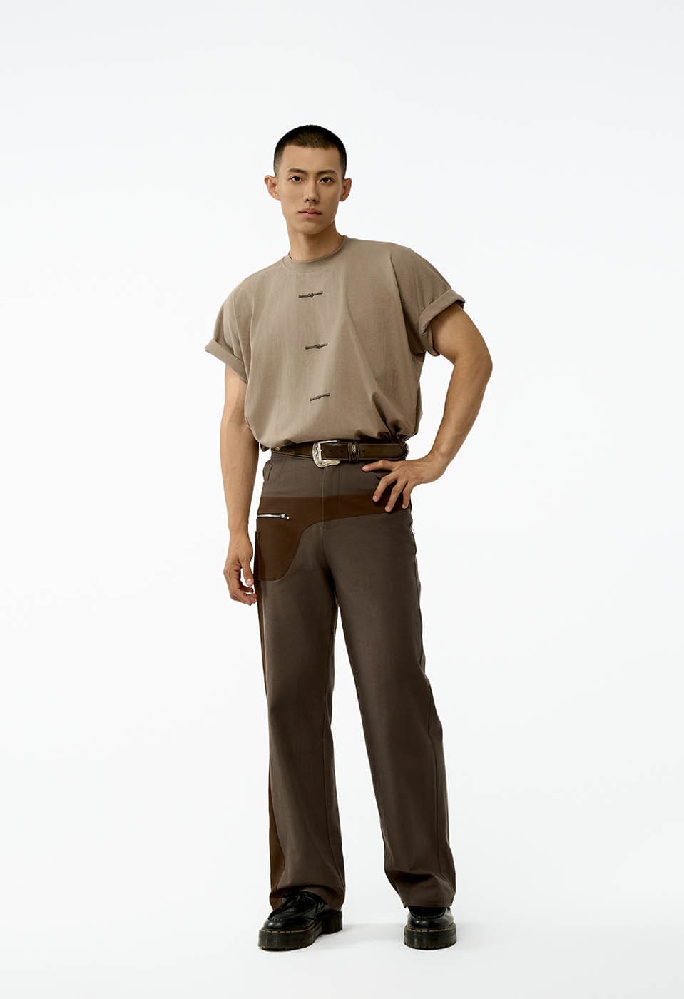 REDH Modern Cowboy Spliced Straight-Leg Pants