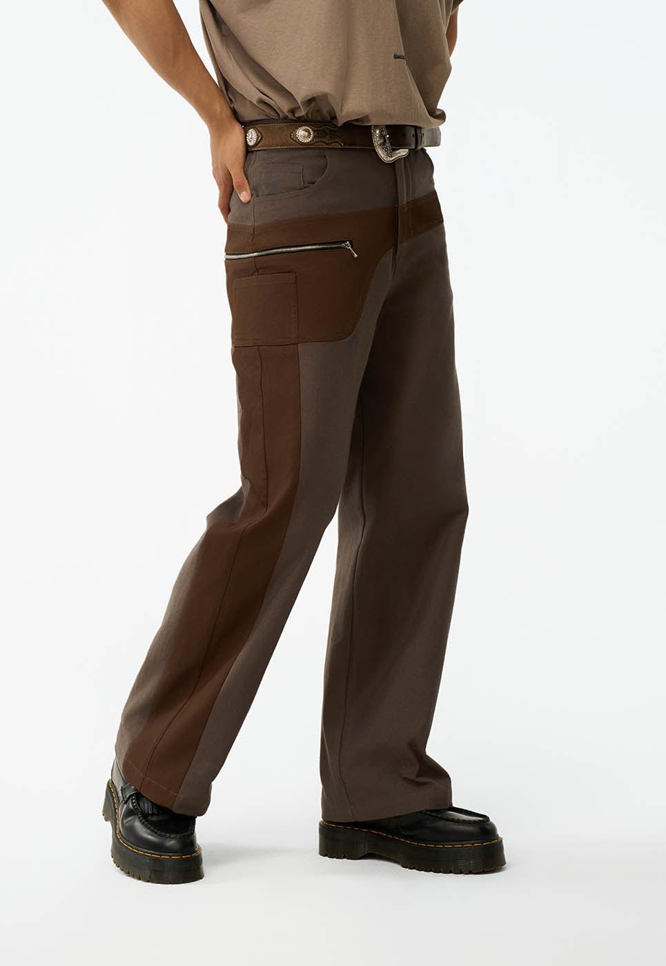 REDH Modern Cowboy Spliced Straight-Leg Pants