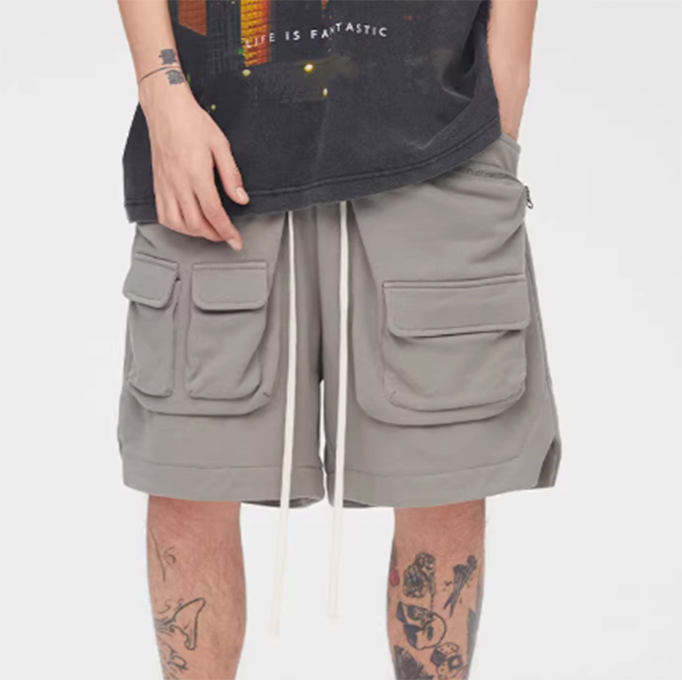 F2CE Modern Multi Pockets Zipper Shorts