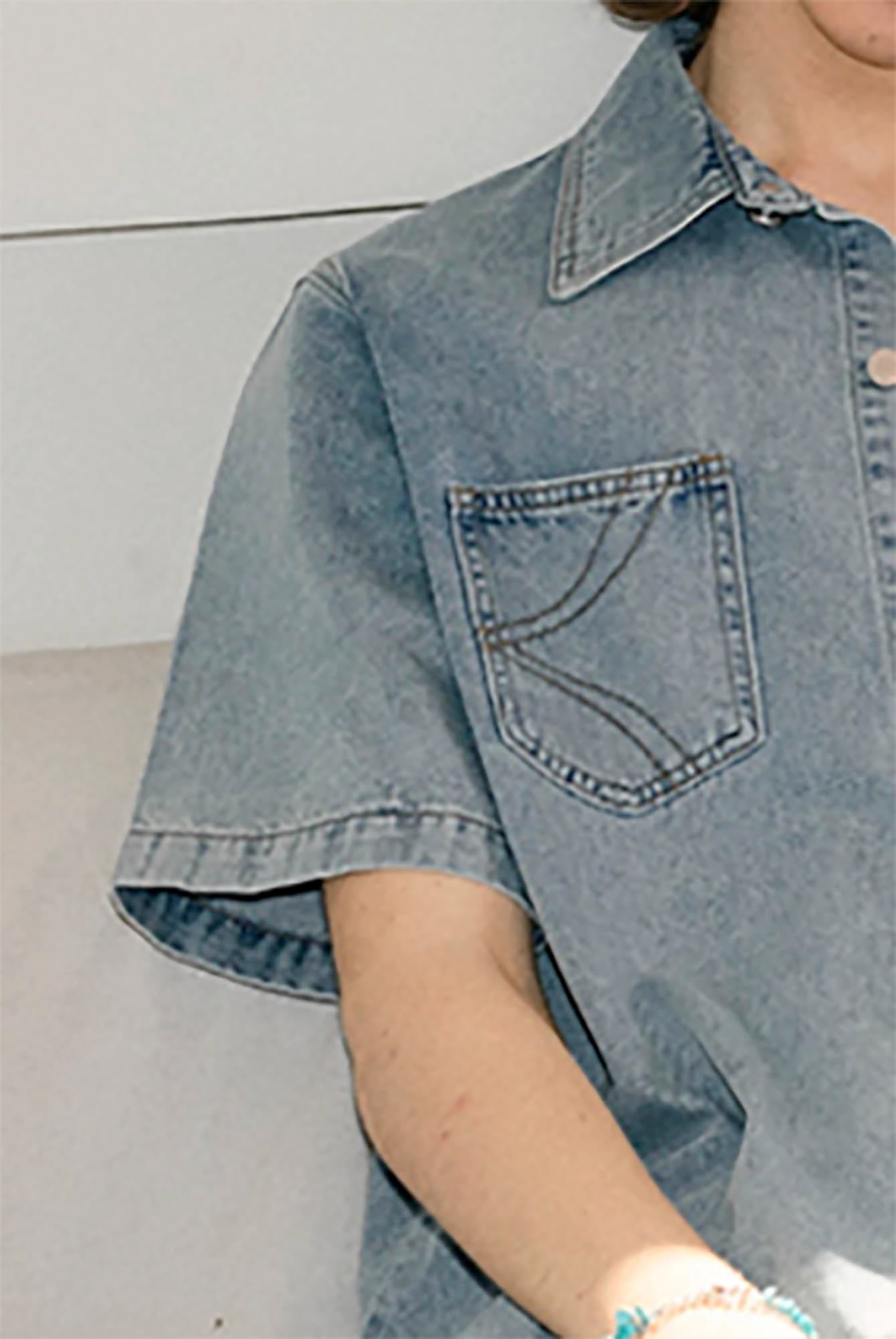 KREATE Inverted Denim Deconstructed Half Shirt