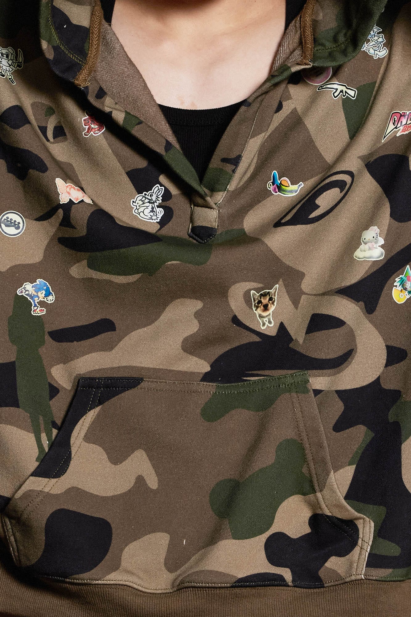 DND4DES The Stickers Camo V-Neck Hoodie