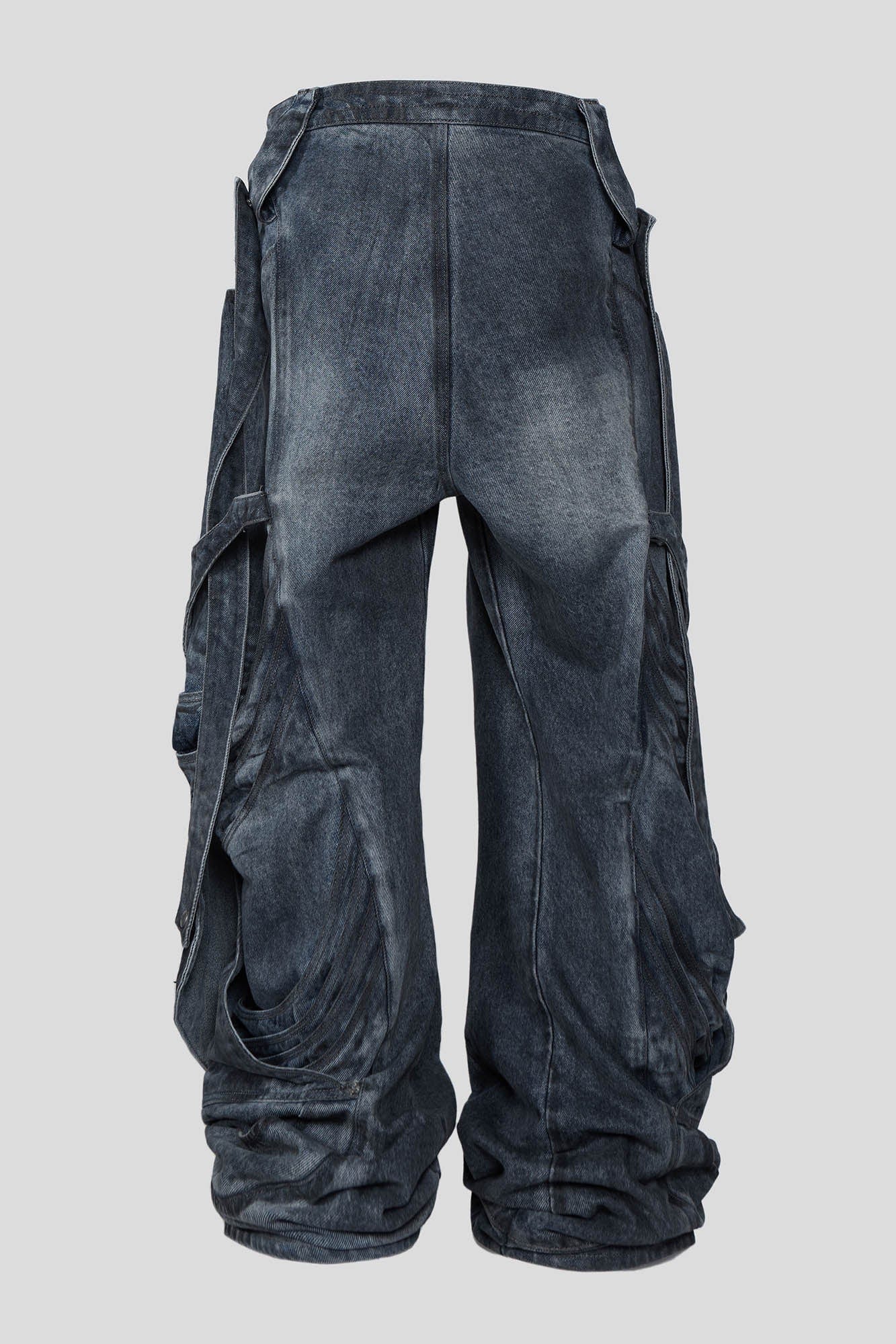 FLYERRER Deconstructed Multi-Strap Wide-Leg Jeans