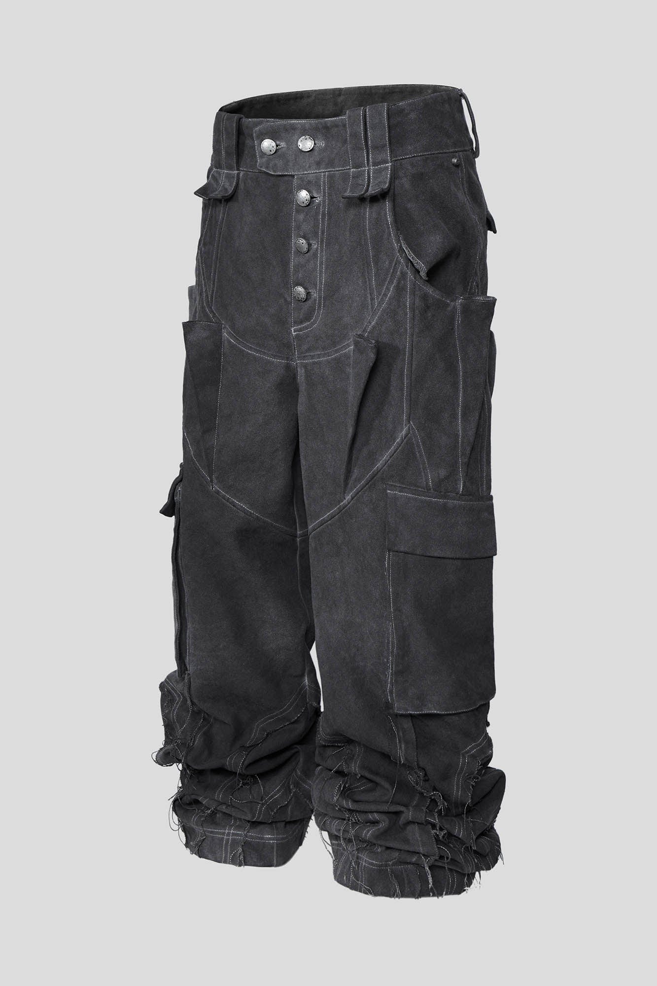 FLYERRER Deconstructed Multi-Pocket Frayed Cargo Pants