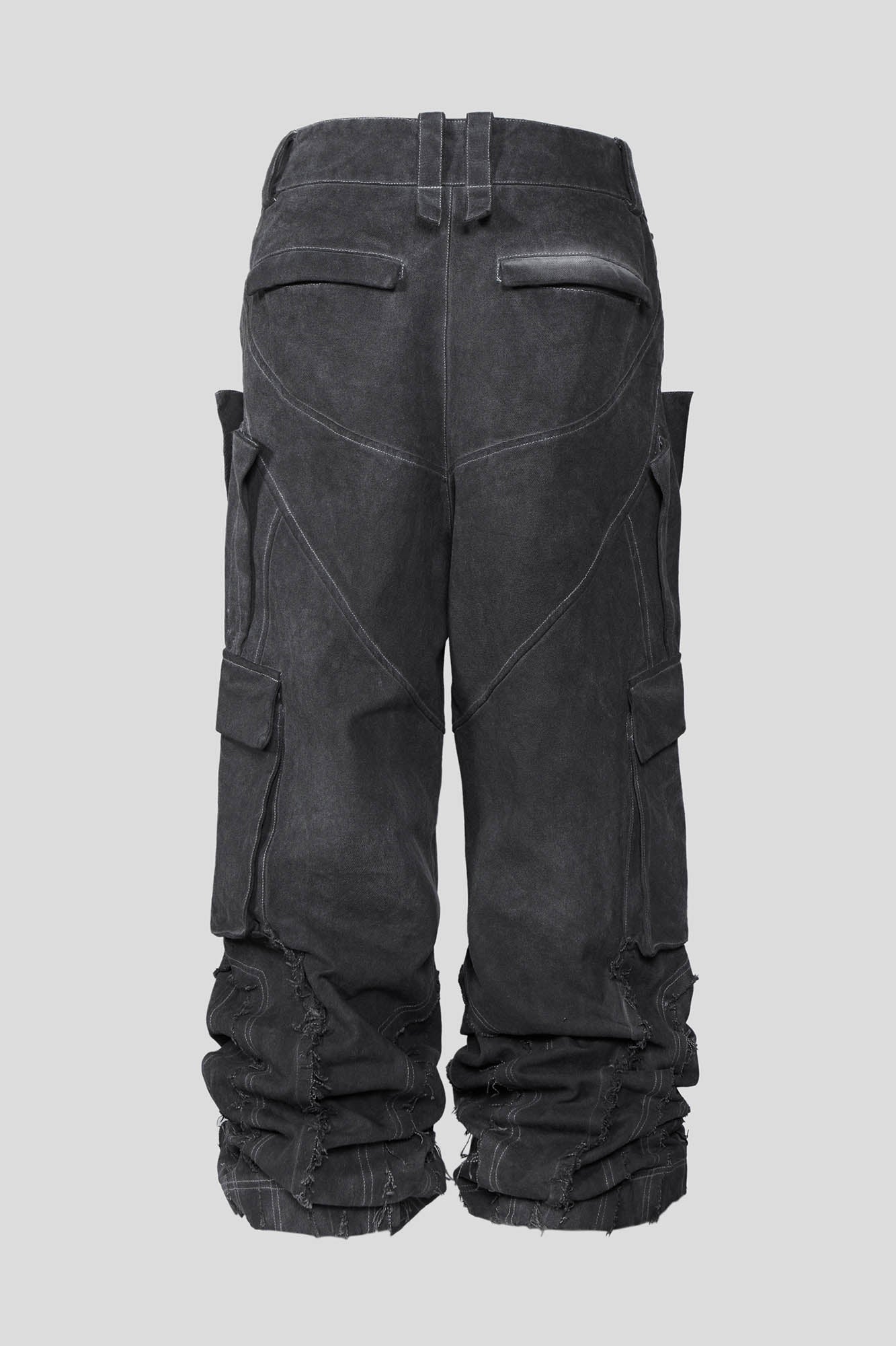 FLYERRER Deconstructed Multi-Pocket Frayed Cargo Pants