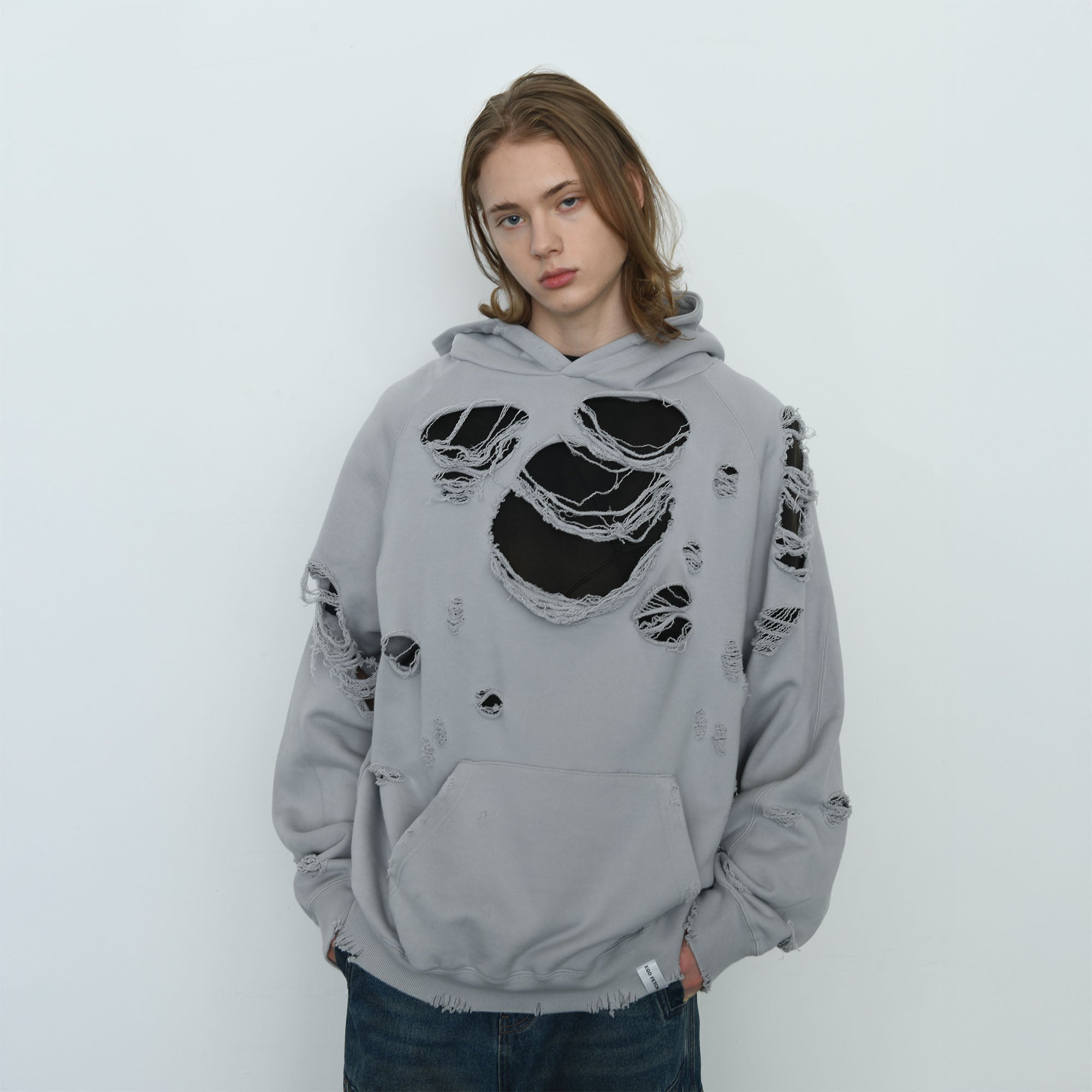 EGOFETCH Ripped Oversized Hoodie