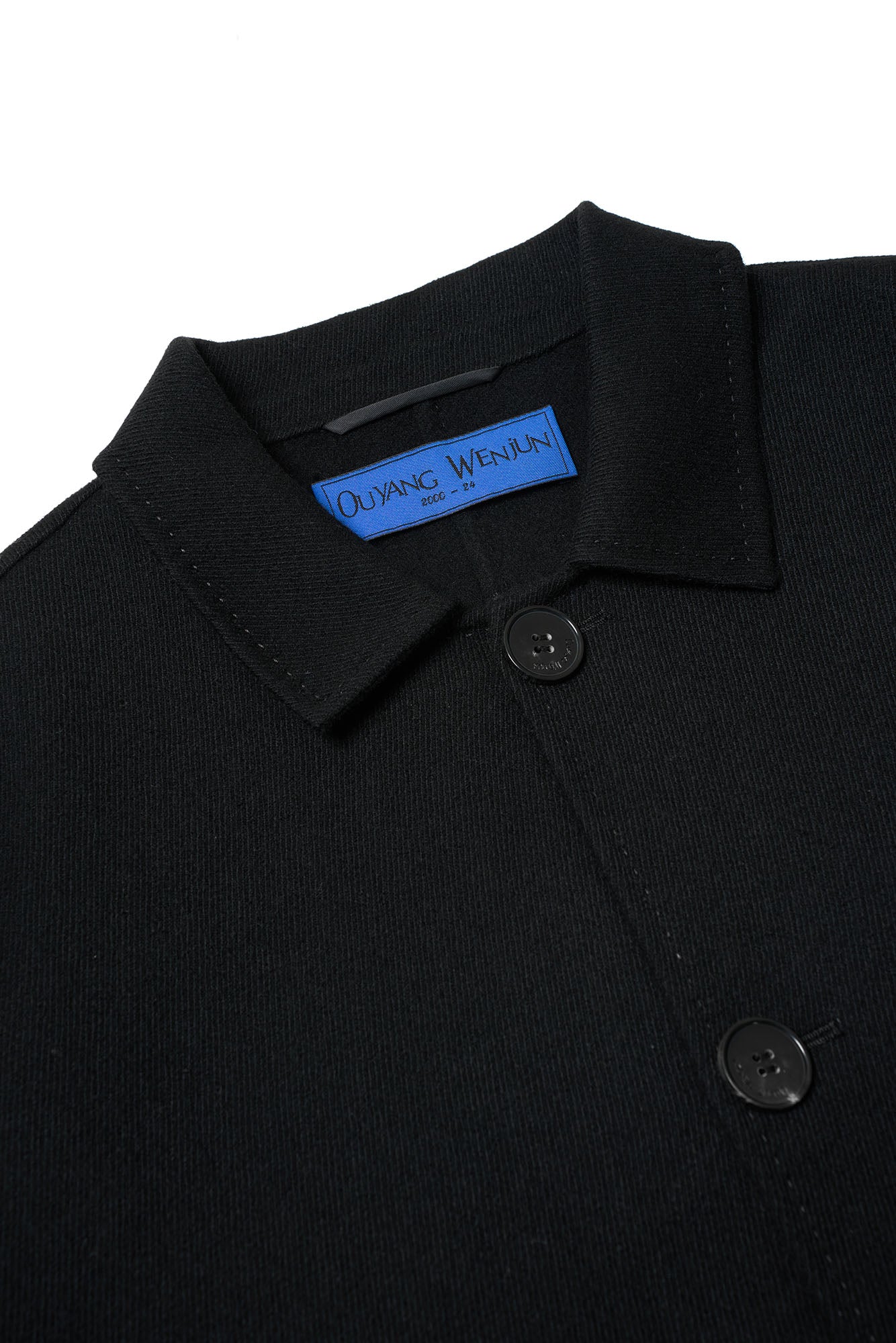 OUYANG WENJUN Single-Breasted Wool Overcoat Black