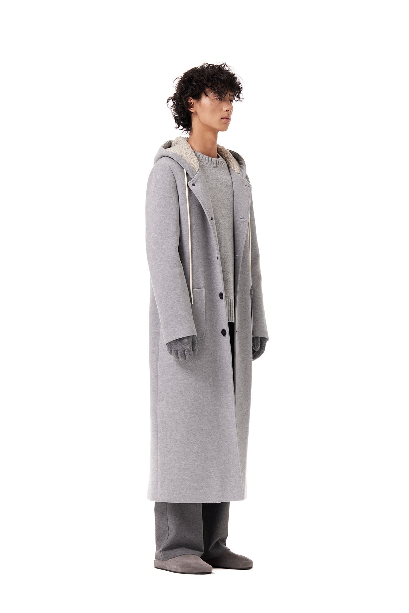 OUYANG WENJUN Essential Sherpa Hood Longline Coat