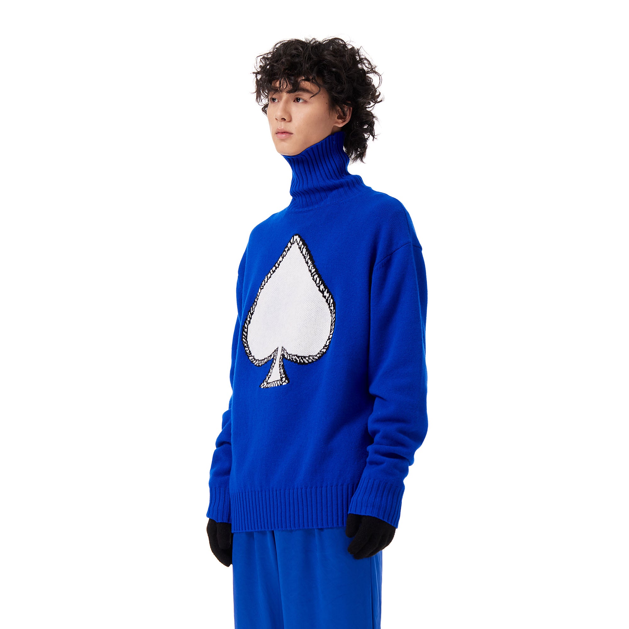 OUYANG WENJUN Contrast Spade Jacquard Turtleneck Sweater